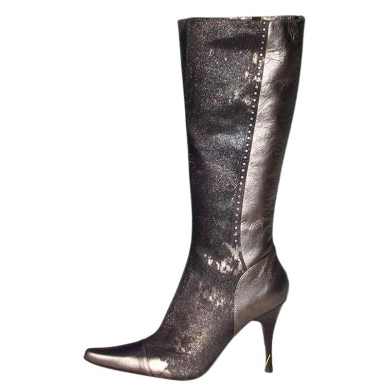 Donald Pliner Donald Pliner Pewter Leather Hair Calf Couture Boot $595 NWT Size US 6 / IT 36 - 3 Thumbnail