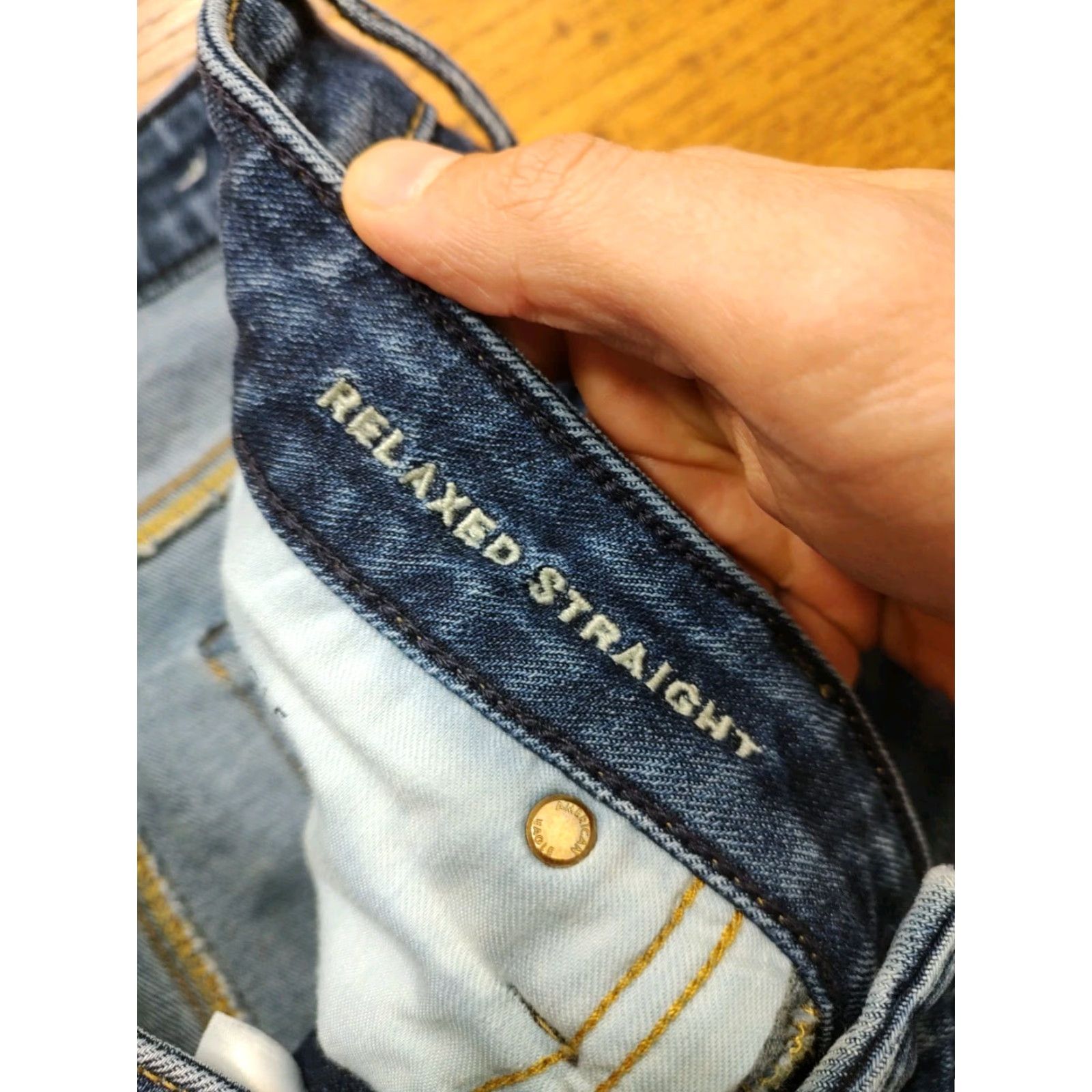 American Eagle Outfitters American Eagle Jeans Mens Relaxed Straight Distressed Denim Blue 33x32 Size US 33 - 7 Thumbnail