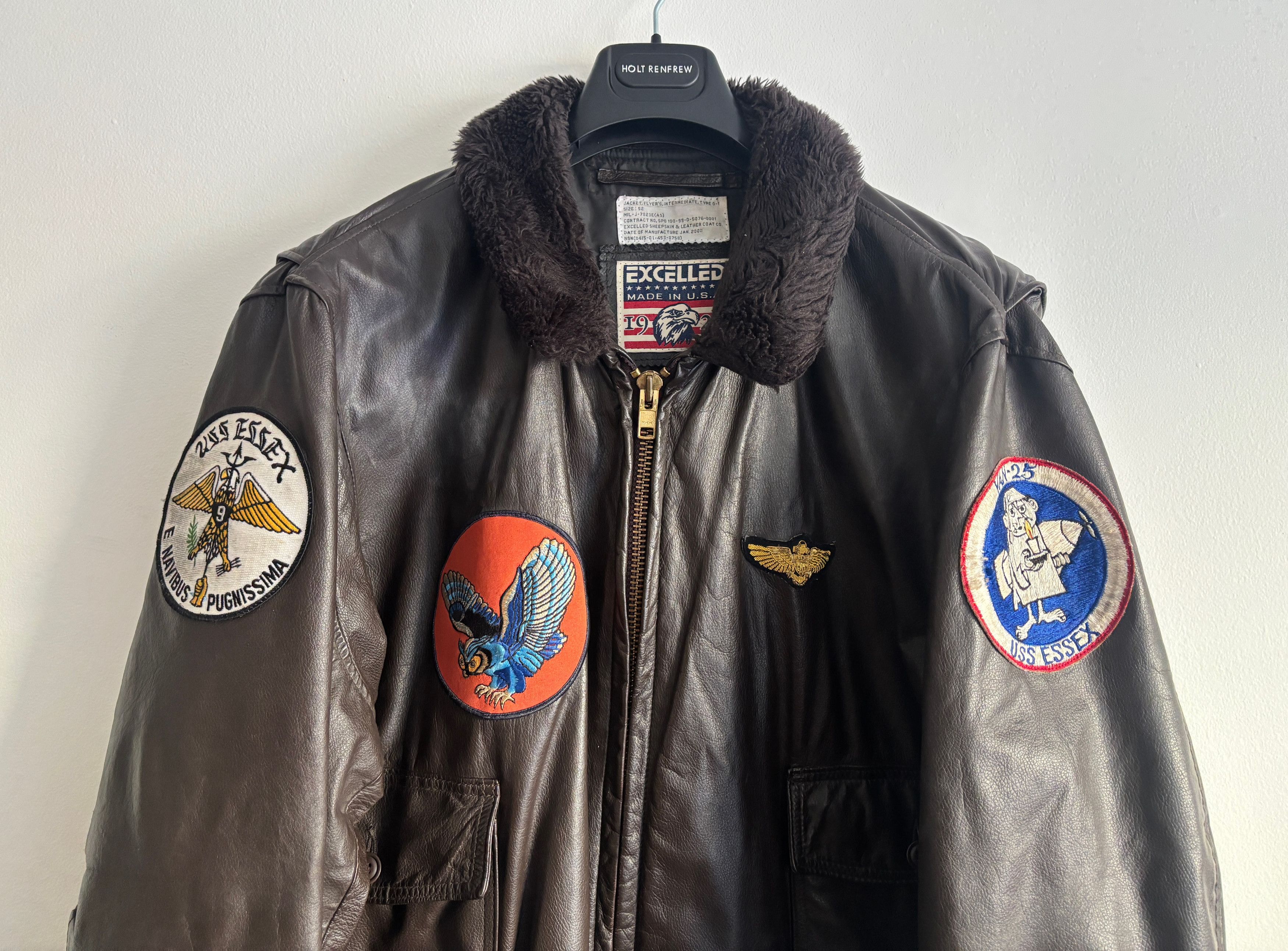 Excelled Aviator Bomber G-1 Jacket- Sherpa Collar, Patches -XL-XXL Size US XL / EU 56 / 4 - 2 Thumbnail