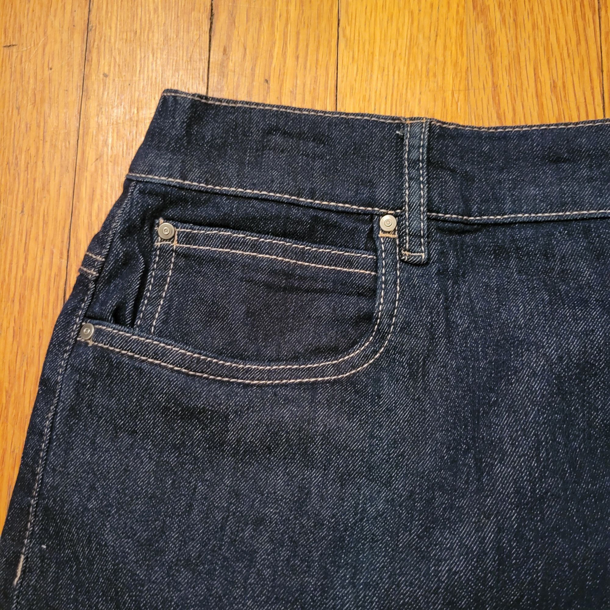 Vintage N Touch Denim Skirt 20W Dark Wash Cotton Blend Stretch Back Size 42" / US 20 - 5 Thumbnail
