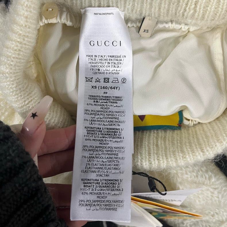 Gucci Gucci Size S Ivory color-block knitted mid-waist casual pa Size 42" / US 20 - 6 Thumbnail