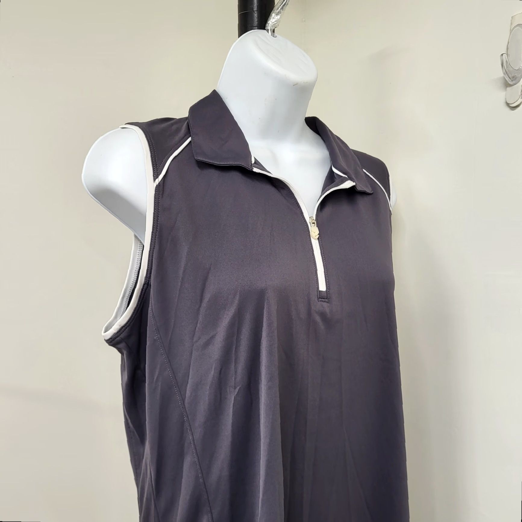 Vintage Slazenger Golf Shirt Women's Size Large Gray Sleeveless Zipper Tennis Pickleball Size L / US 10 / IT 46 - 2 Thumbnail