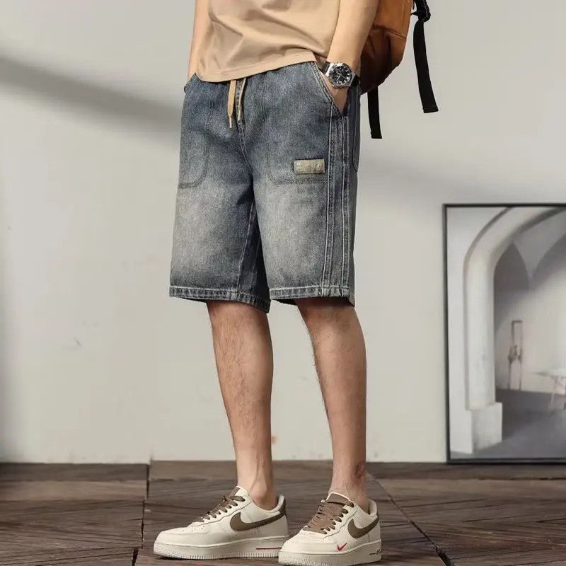 Straight high street loose denim shorts
