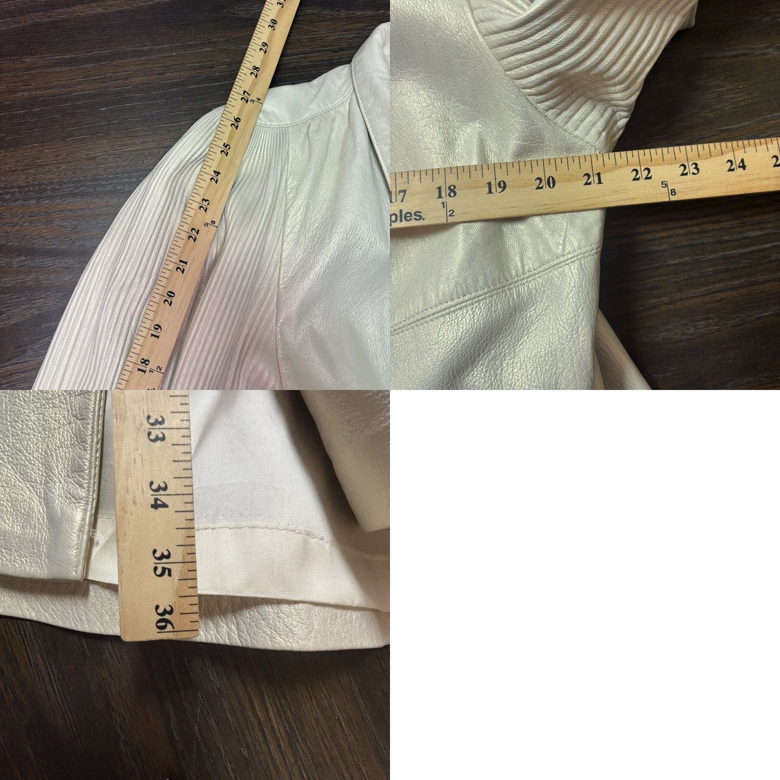 Vintage VINTAGE Dero by Rocco D’Amelio Ivory Leather Coat Women MED Pleated Sleeves Overcoat Size M / US 6-8 / IT 42-44 - 8 Thumbnail
