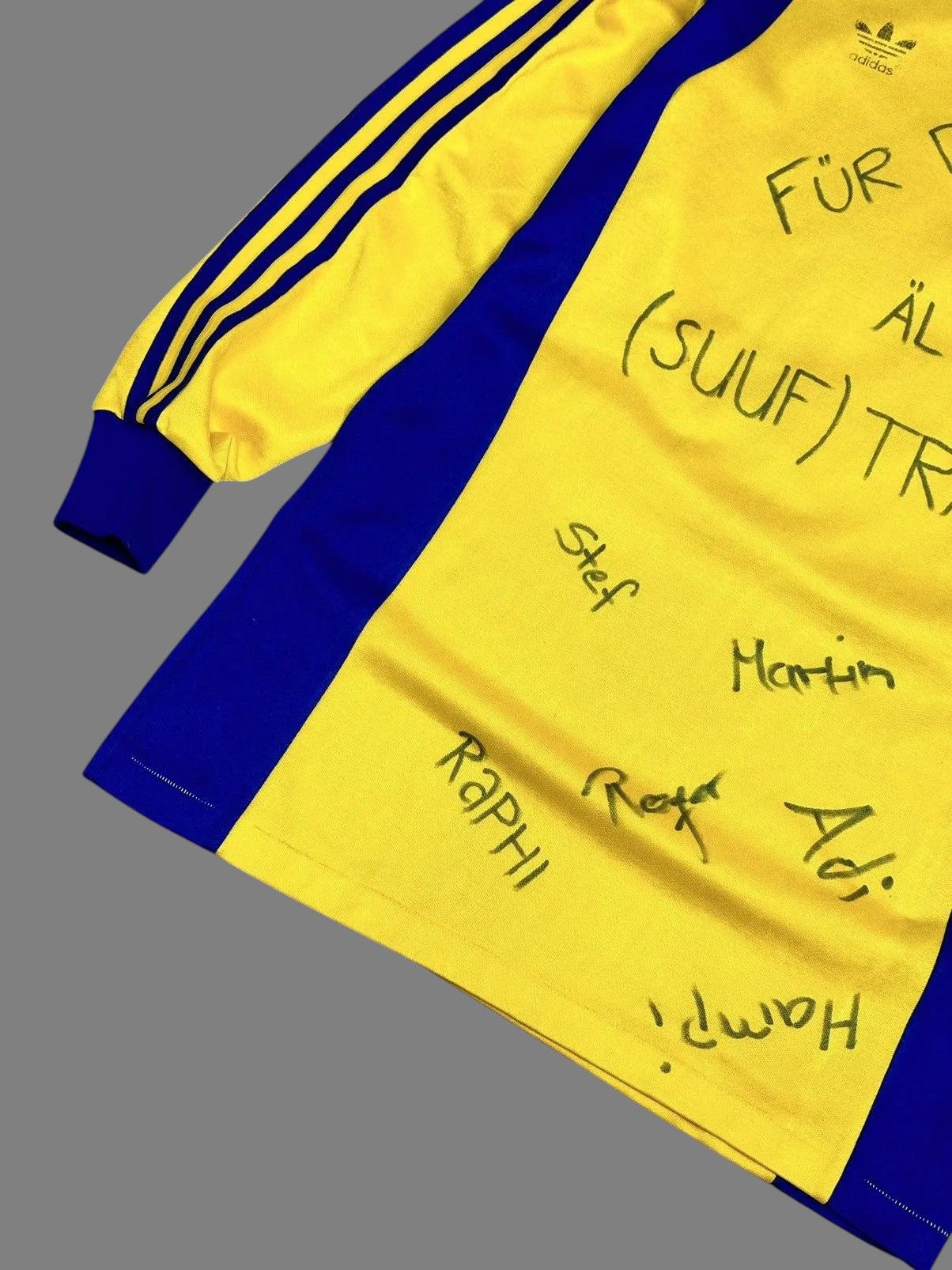Vintage Adidas Retro 1990s Football Top Longsleeve Yellow Vintage Size US M / EU 48-50 / 2 - 3 Thumbnail