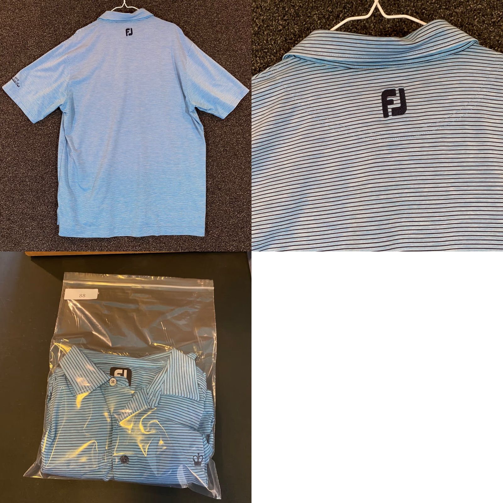 Footjoy FootJoy Polo Shirt Mens XL Blue Striped Golf S/S Casual White King Creek DE Volume Shirt Ladies? Wait. Size US XL / EU 56 / 4 - 8 Thumbnail