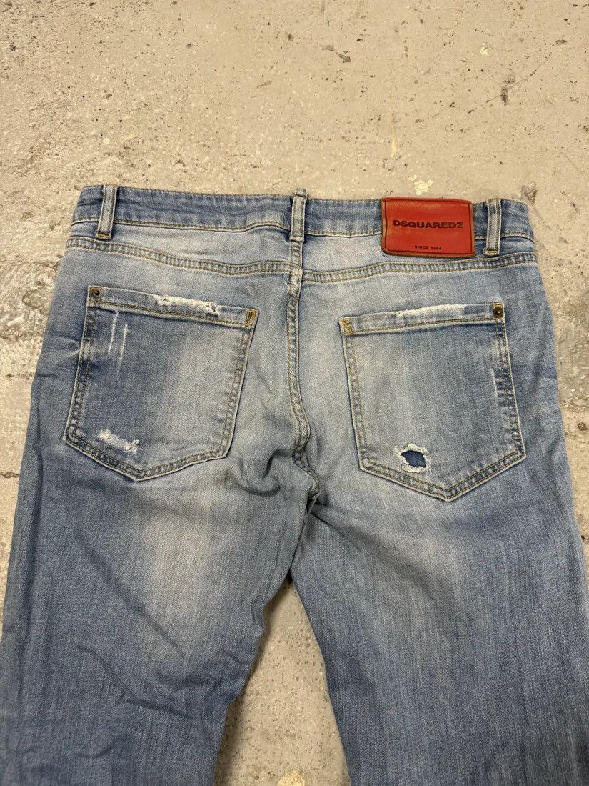 Designer × Dsquared2 × Vintage AW2014 DSquared2 Blue Distressed Patchwork Slim Denim Jeans Size US 31 - 7 Thumbnail