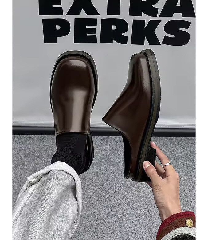 Genuine Leather Real Leather Casual Brown Outdoor Square Slippers Boots Size US 11 / EU 44 - 3 Thumbnail