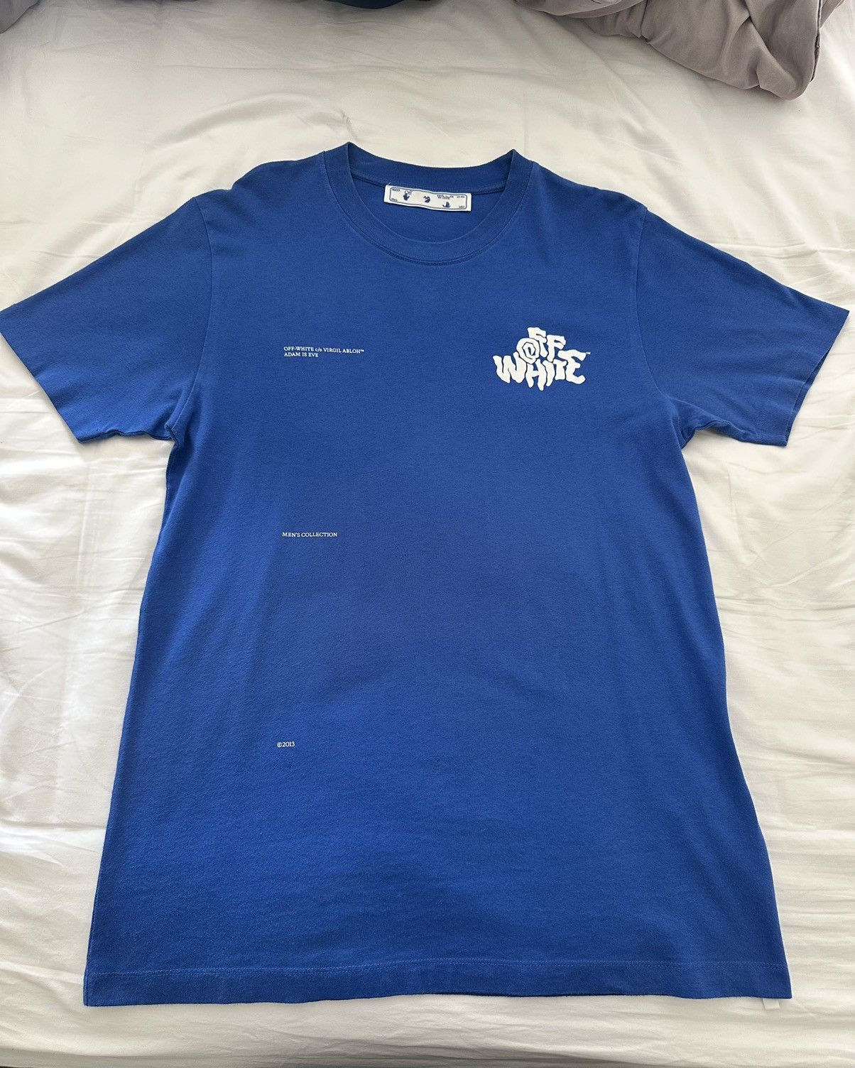 image of Off White Off-White Adam Is Eve Logo T-Shirt in Blue, Men's (Size Medium)