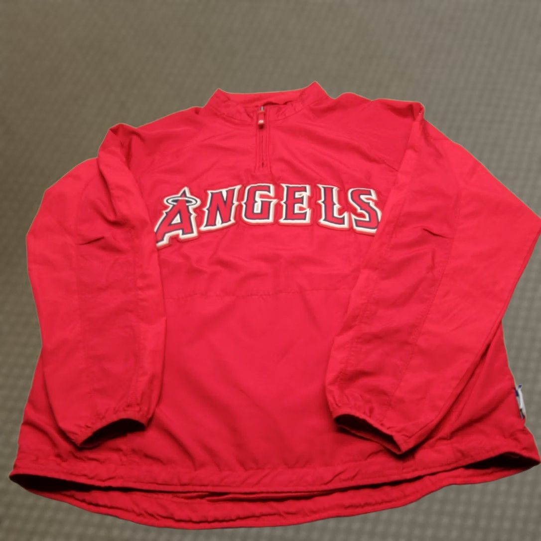 Vintage VINTAGE Majestic Angels Jacket Mens Large Red 1/4 Zip Windbreaker Baseball Pullover Windbreaker VTG Size US L / EU 52-54 / 3 - 1 Thumbnail