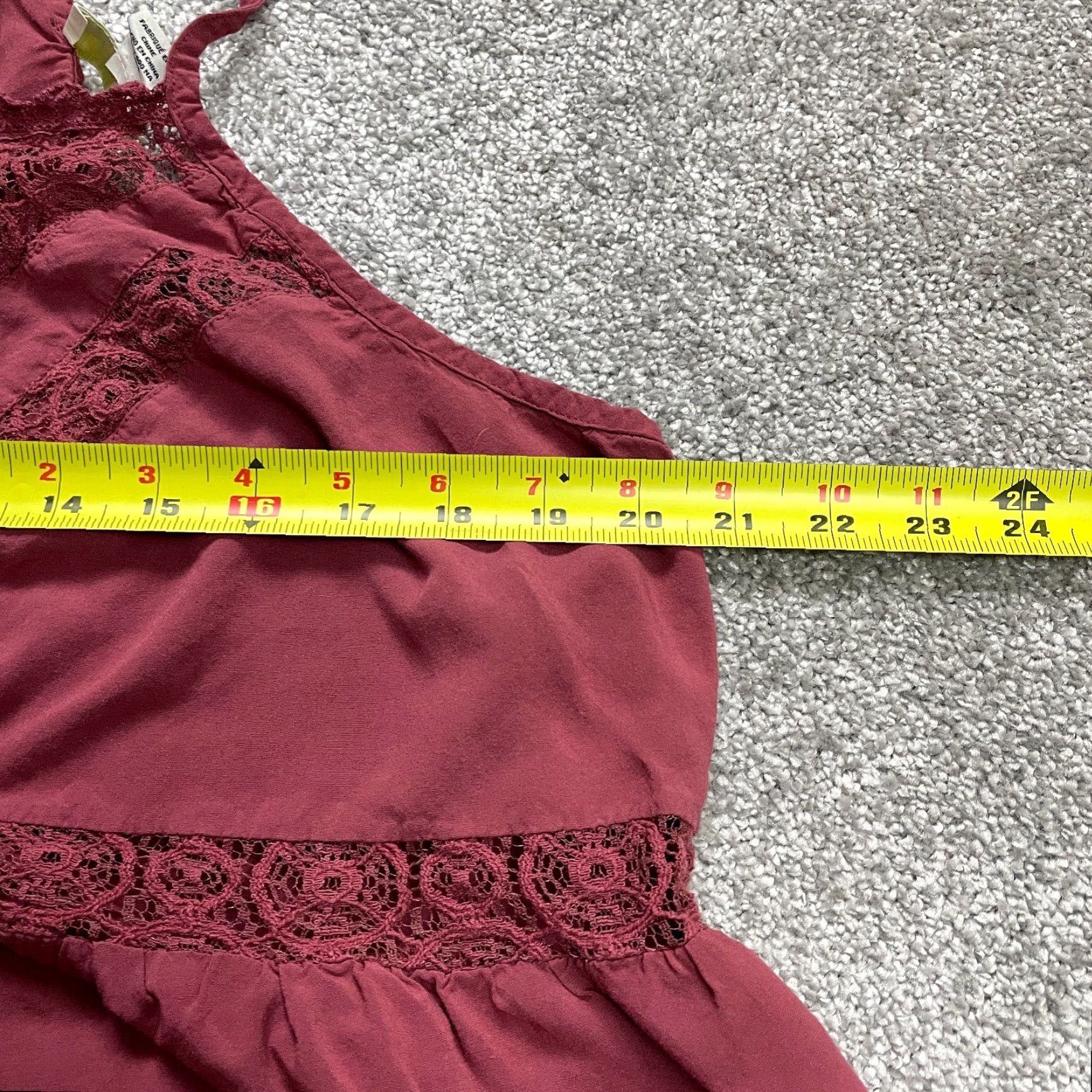 Forever 21 Plus Tank Top Womens 2X Dark Red Sleeveless Lace Trim Flare Soft