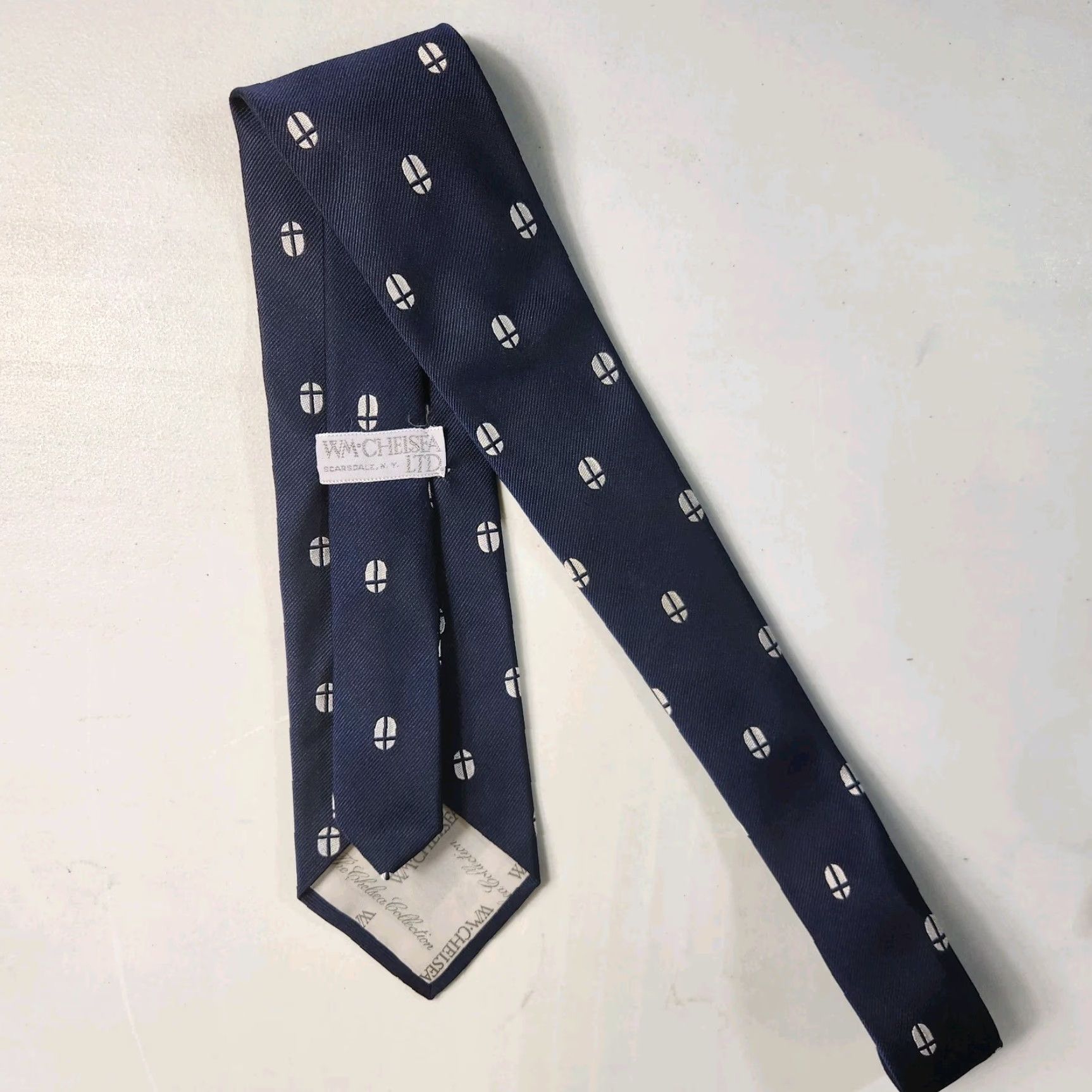 Vintage VINTAGE NAVY Chelsea LTD. Religious Cross Tie Mens Tie 56" Navy Blue Chelsea LTD. Cross Tie Size ONE SIZE - 2 Thumbnail