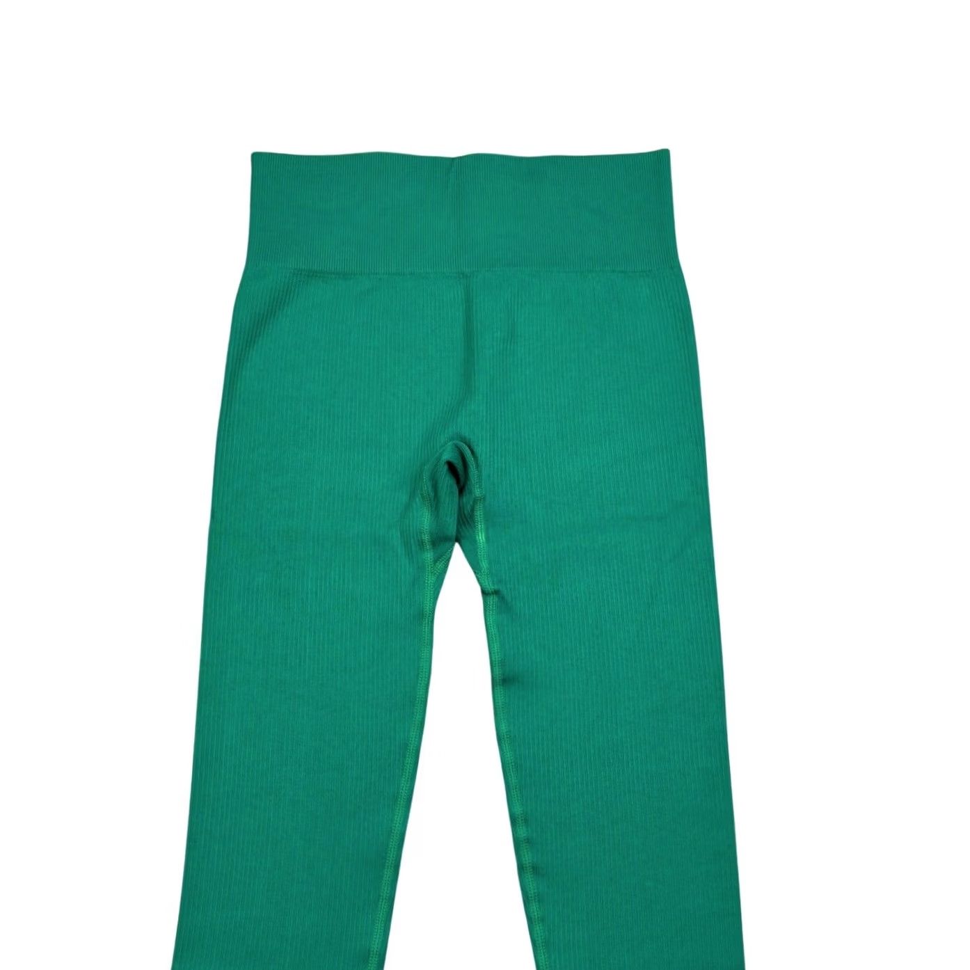 Vintage OQQ High Waist Ribbed Leggings Women's Medium Green Compression Yoga Pilates Gym Pants M Size 32" / US 10 / IT 46 - 3 Thumbnail