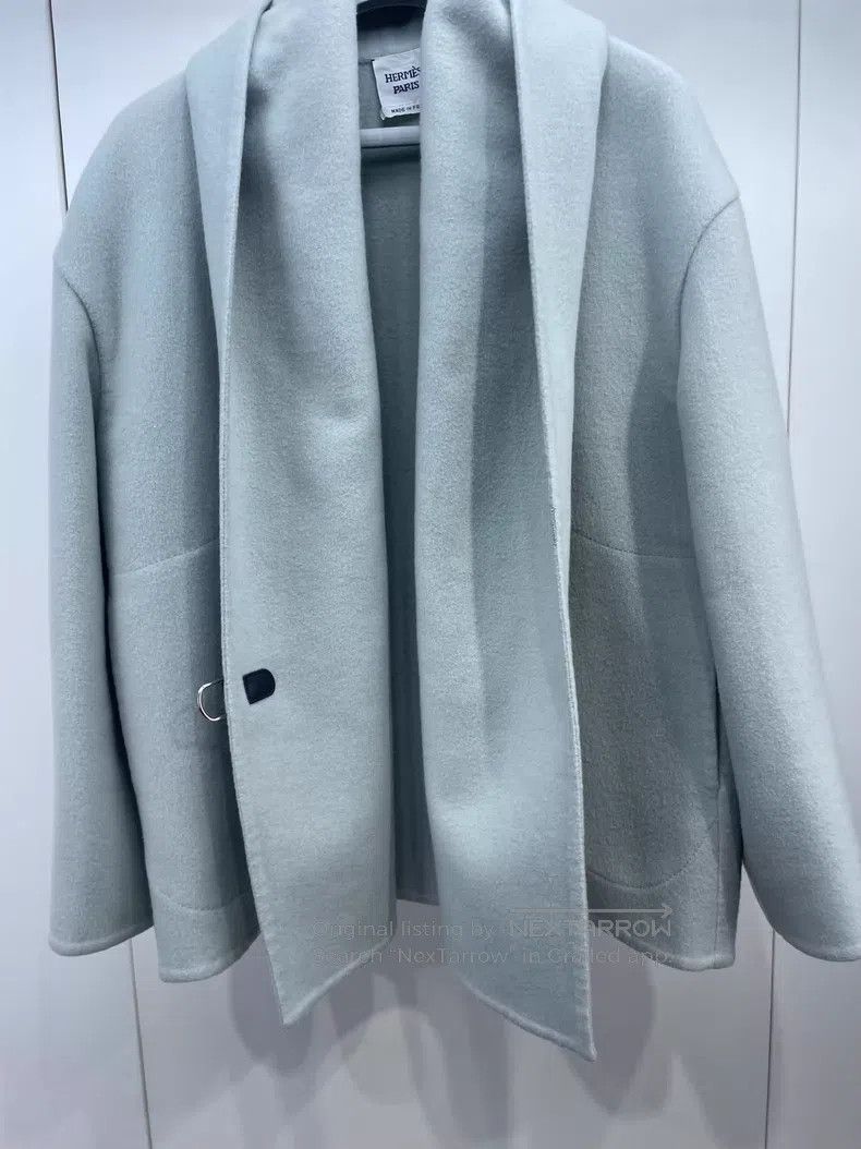 Hermes Hermes Leather Buckle Double-Faced Cashmere Short Coat Size XXS / US 00 / IT 34 - 4 Thumbnail
