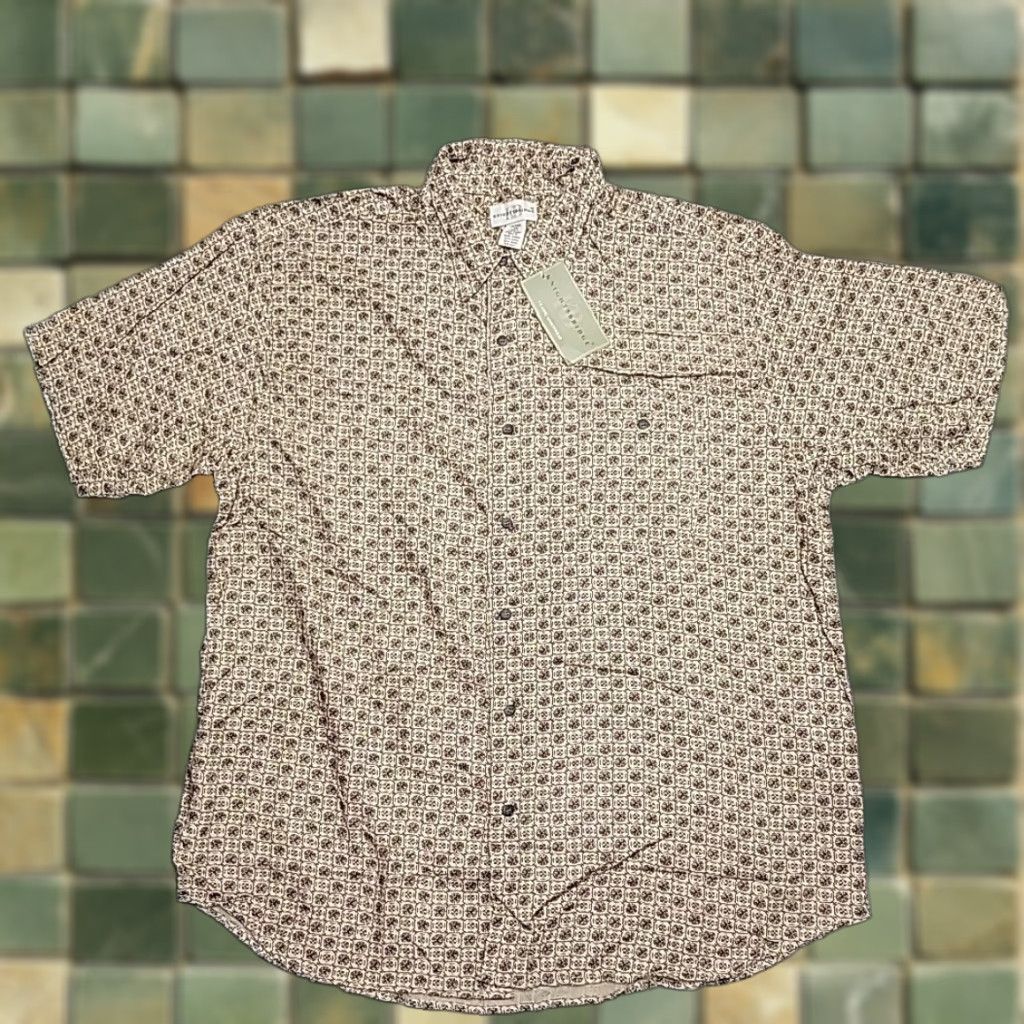 Vintage VINTAGE Knightsbridge Shirt Mens XL Beige Brown Geometric Rayon Button Front Dressy VTG Size US XL / EU 56 / 4 - 1 Thumbnail