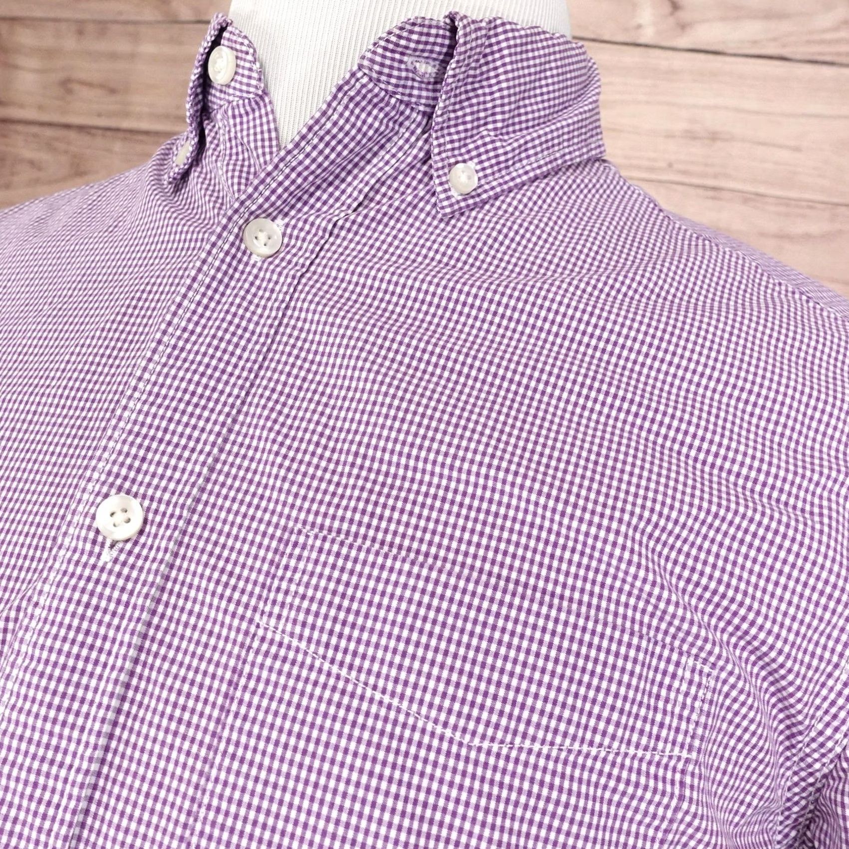 Gap Gap Mens Medium Purple Gingham Check Button Down Long Sleeve Size US M / EU 48-50 / 2 - 2 Thumbnail
