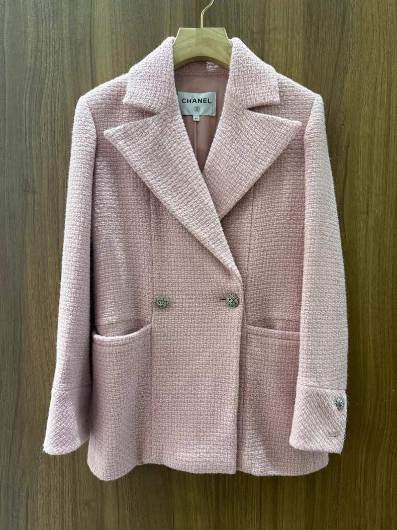 Chanel Chanel Pink wool double-breasted jacket Size XXS / US 00 / IT 34 - 1 Thumbnail