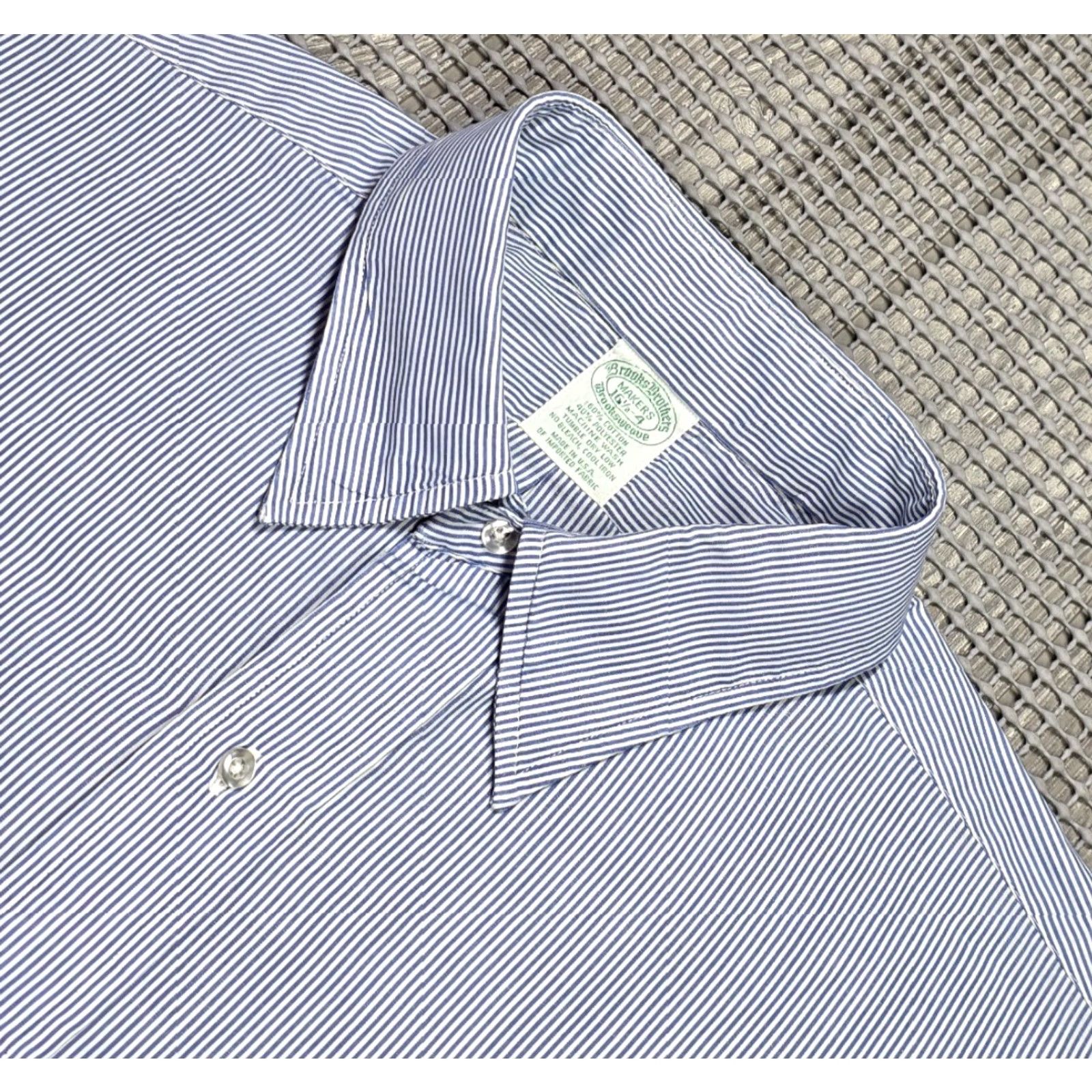 Brooks Brothers Vintage Brooks Brothers Shirt Mens 16.5-4 Blue Striped Brooksweave USA Button Up Shirt Size US XL / EU 56 / 4 - 6 Thumbnail