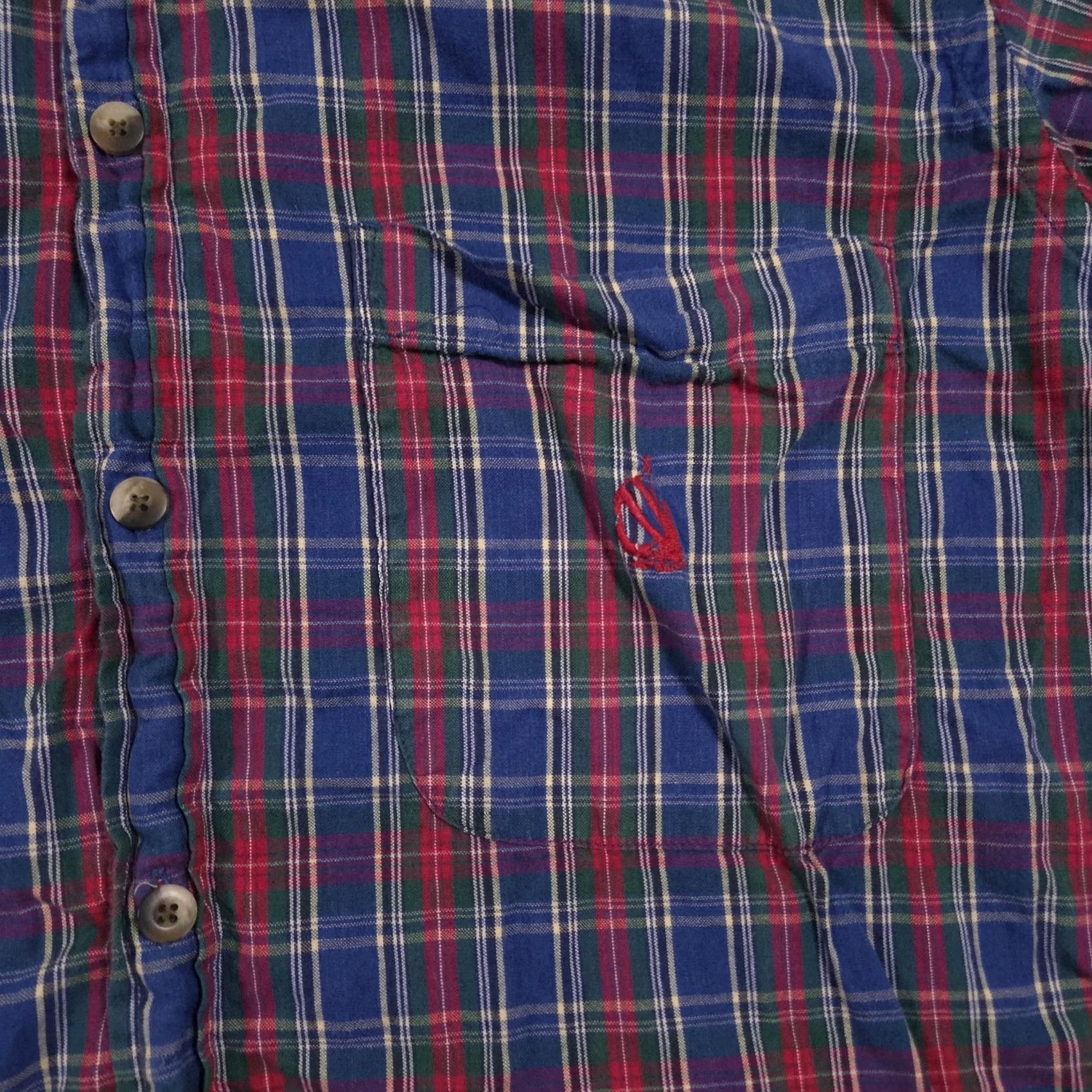 Nautica Nautica Shirt Mens Medium Blue Red Green Plaid Short Sleeve Button Down Pocket Embroidered Sail Logo Casual Button-Up Collared Size US M / EU 48-50 / 2 - 4 Thumbnail