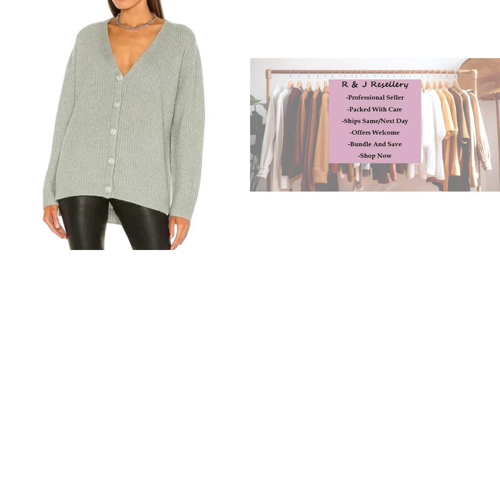 Allsaints AllSaints Cardigan Knit Wool/Alpaca Green Bay L Women's Open-Knit V-Neck Oversized Cardigan, Regular Fit, Fall/ Winter/ Spring, Green, Sweater, Size L Size L / US 10 / IT 46 - 8 Thumbnail