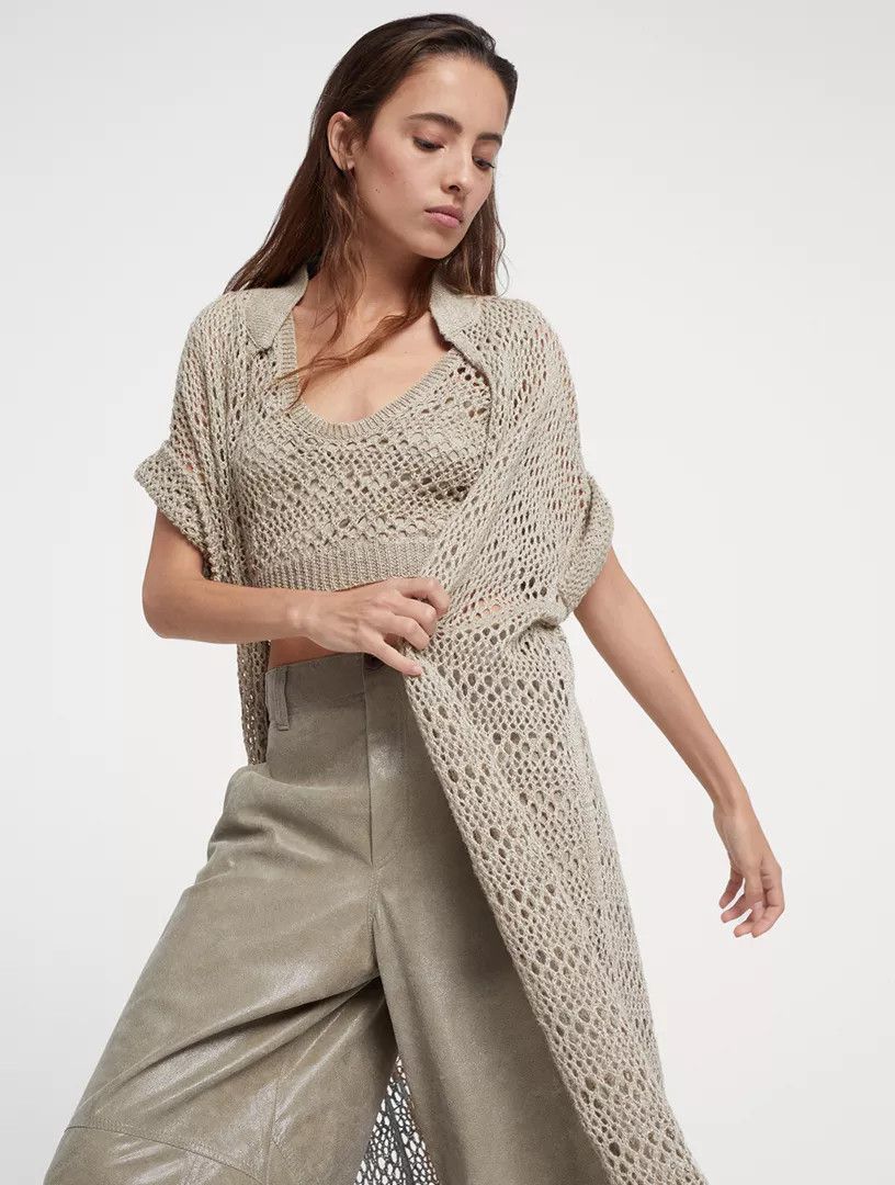 Brunello Cucinelli o1la1rc1a0425 Cardigan in Beige Size S / US 4 / IT 40 - 5 Thumbnail