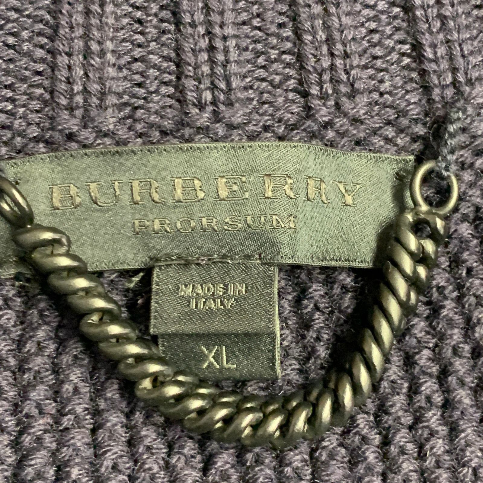 Burberry Prorsum BURBERRY PRORSUM Navy Knit Virgin Wool Scoop Neck Sweater Size US XL / EU 56 / 4 - 7 Thumbnail