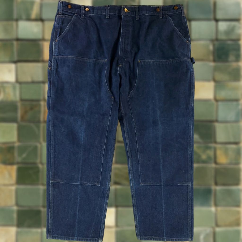 Carhartt VINTAGE Carhartt Jeans Double Knee VTG Blue Suspender Buttons Mens 48x31.5 Size US 32 / EU 48 - 1 Thumbnail