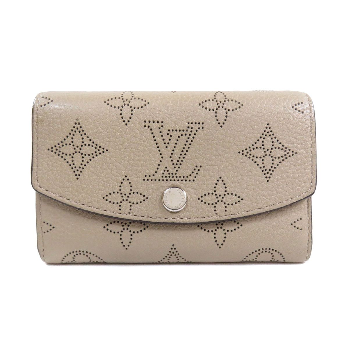 image of Louis Vuitton Portomone Anae Mahina Coin Case Mahina Leather in Beige, Women's