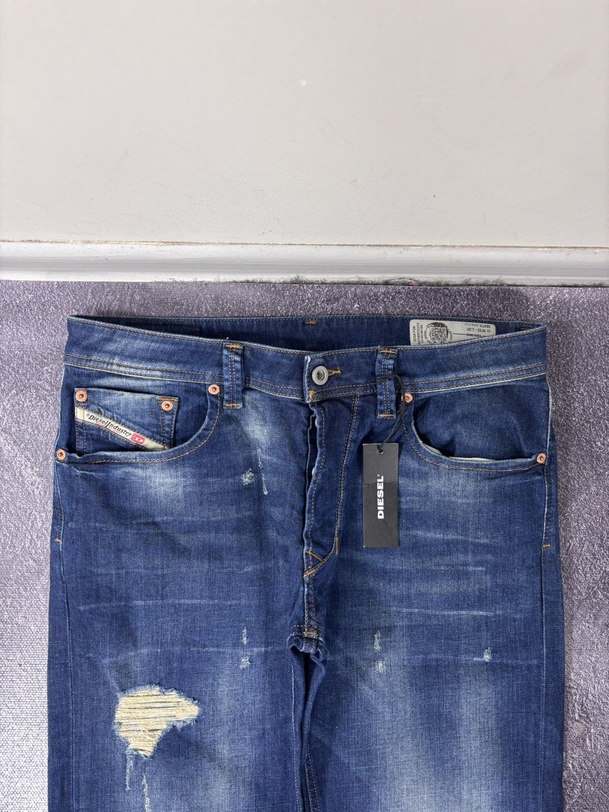Diesel Diesel Larkee NWT Regular Straight Ripped Blue Denim Jeans Size US 32 / EU 48 - 5 Thumbnail