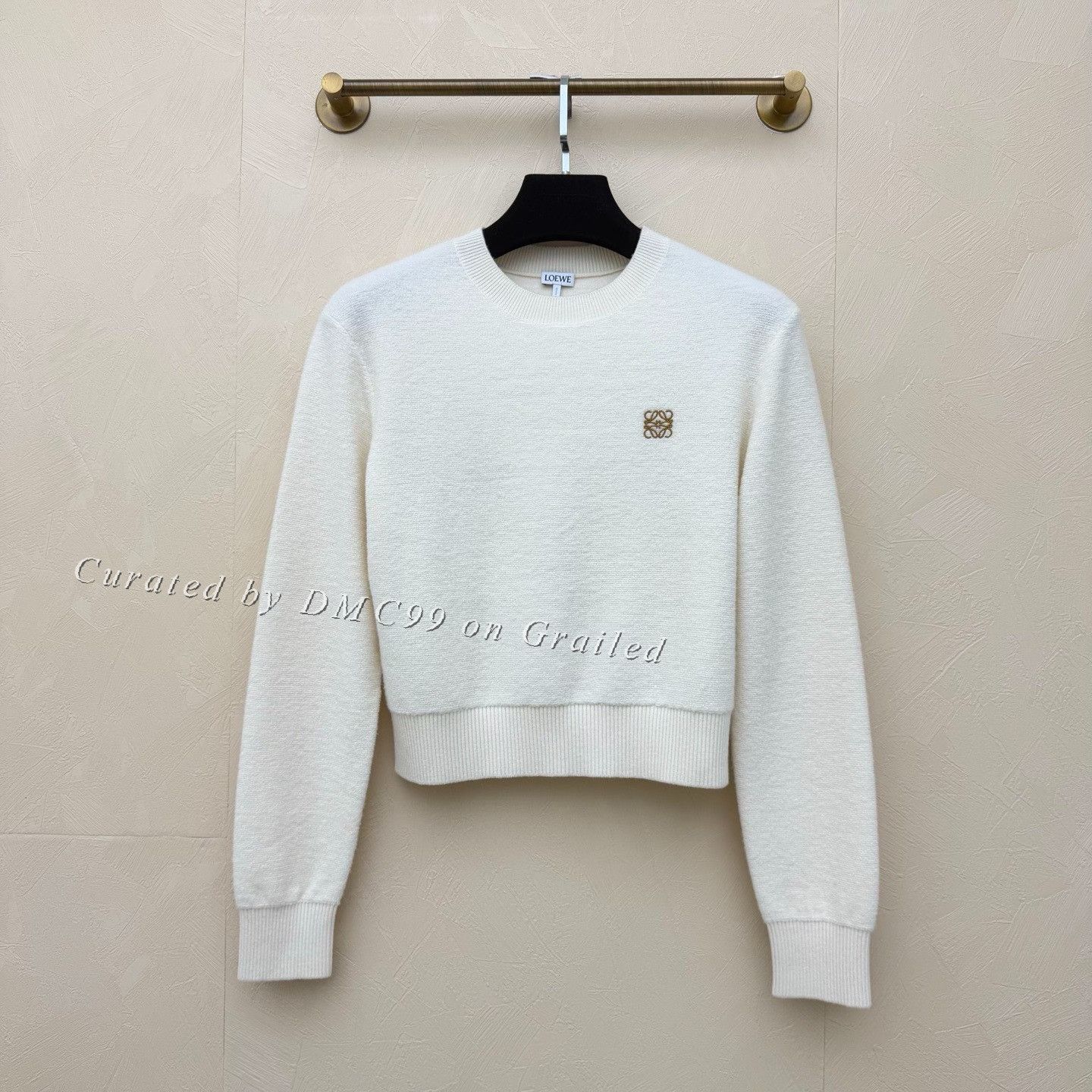 Loewe Loewe Cream White Embroidered Logo Wool Sweater Size M / US 6-8 / IT 42-44 - 1 Thumbnail