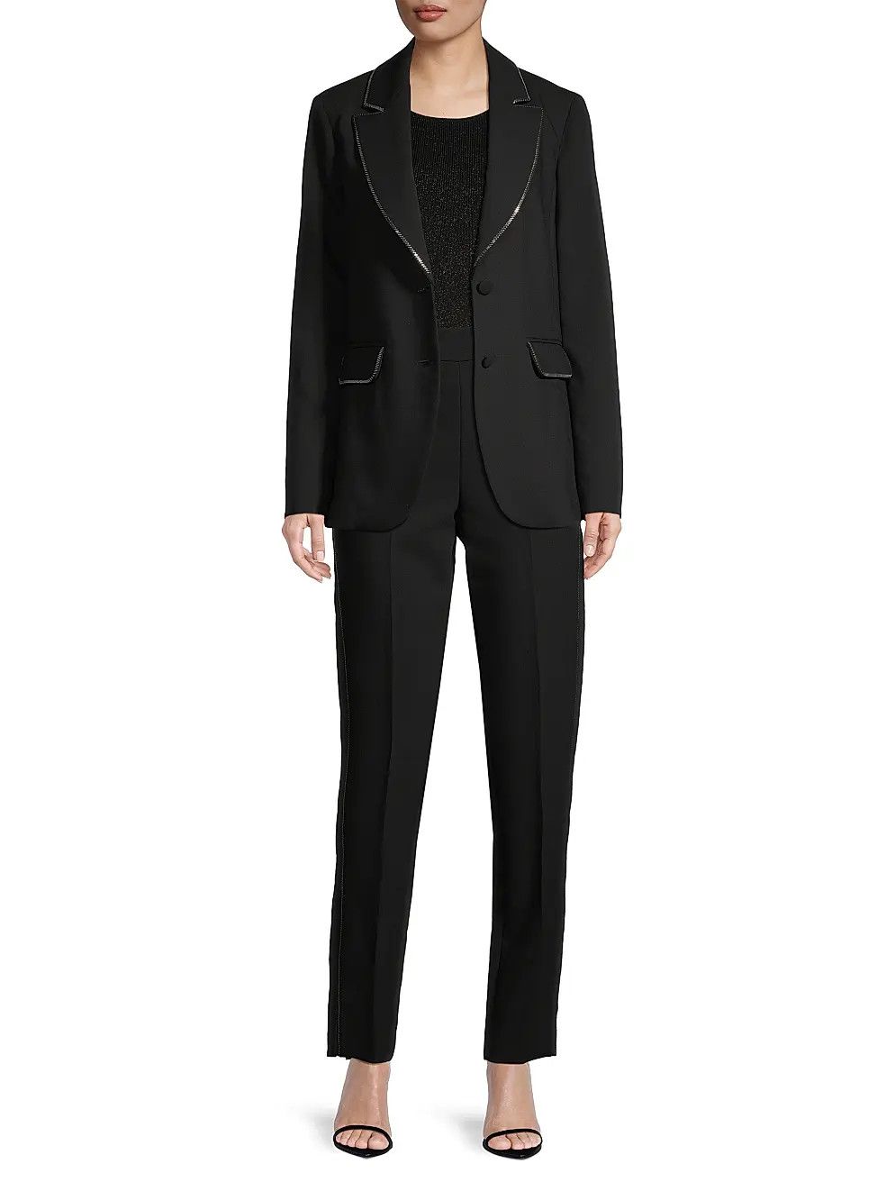 Emporio Armani Emporio Armani Zip-Trim Techno Cady Black Stretch Blazer Size L / US 10 / IT 46 - 4 Thumbnail