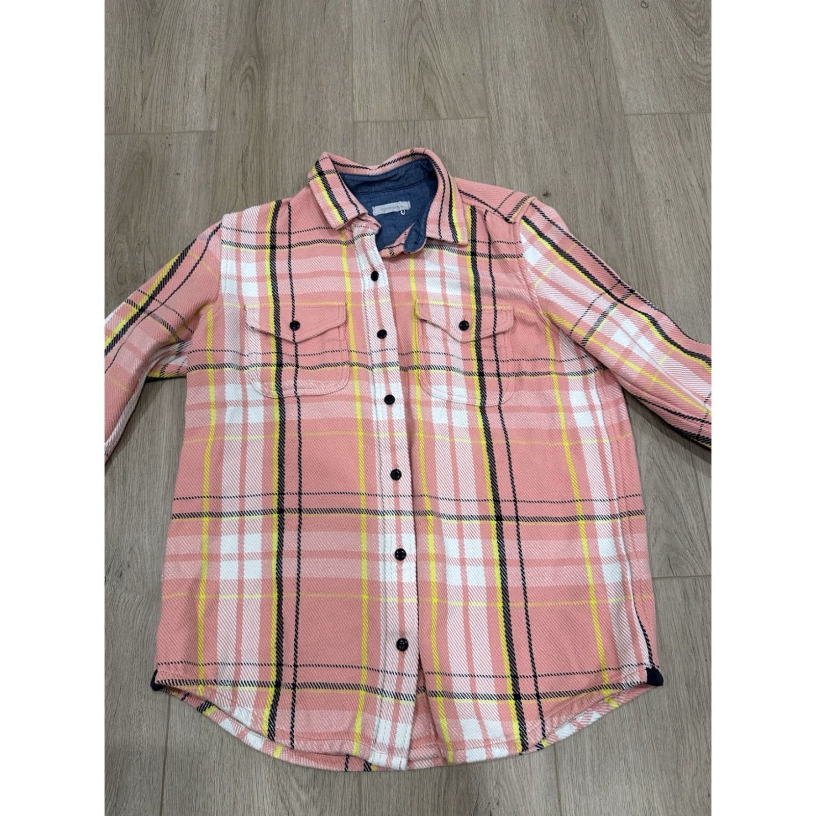 Outerknown Outerknown Plaid Shirt Pink Coral Womens XS/S Heavy Twill Organic Cotton Button-Up Casual Travel Regular Size Size XS / US 0-2 / IT 36-38 - 3 Thumbnail