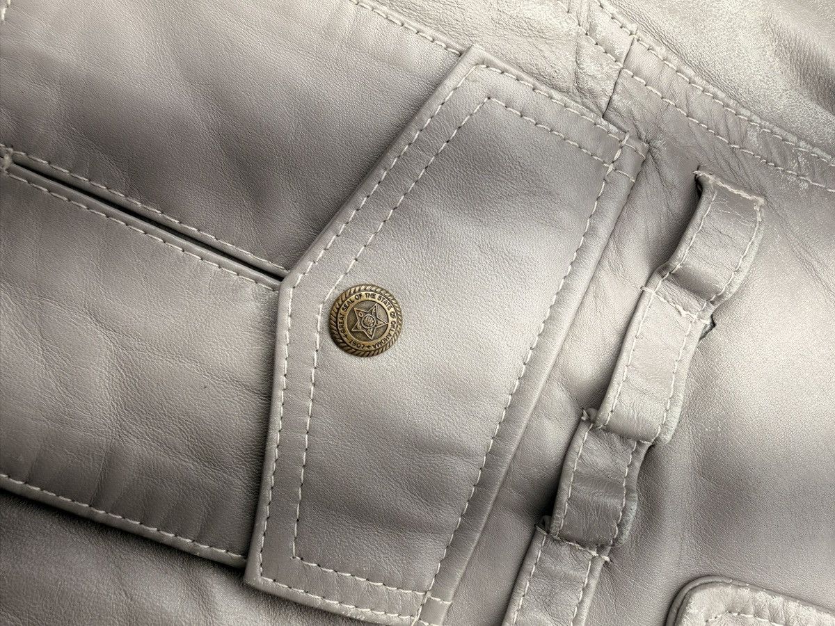 Hudson Outerwear Grey leather bomber jacket with silver accents Size US S / EU 44-46 / 1 - 4 Thumbnail