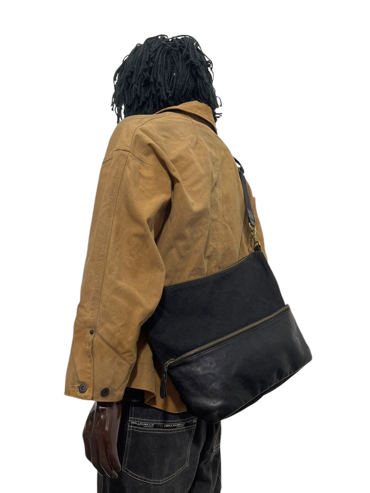 Genuine Leather Leather Cotton Duck Ship Jet Blue Japan Messenger Bag 1🟩8 Size ONE SIZE - 2 Thumbnail