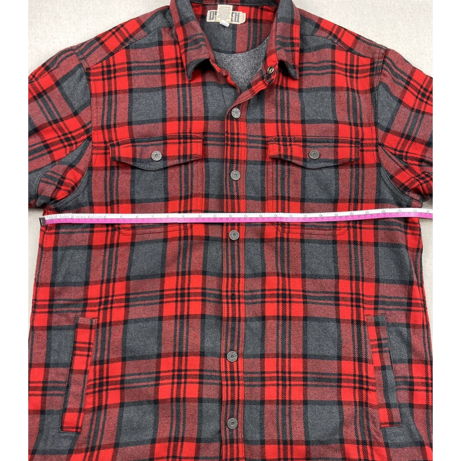 Vintage Duluth Men's Fleece Lined Flannel Long Sleeve Snap Up Red Plaid L Shirt Size US L / EU 52-54 / 3 - 5 Thumbnail