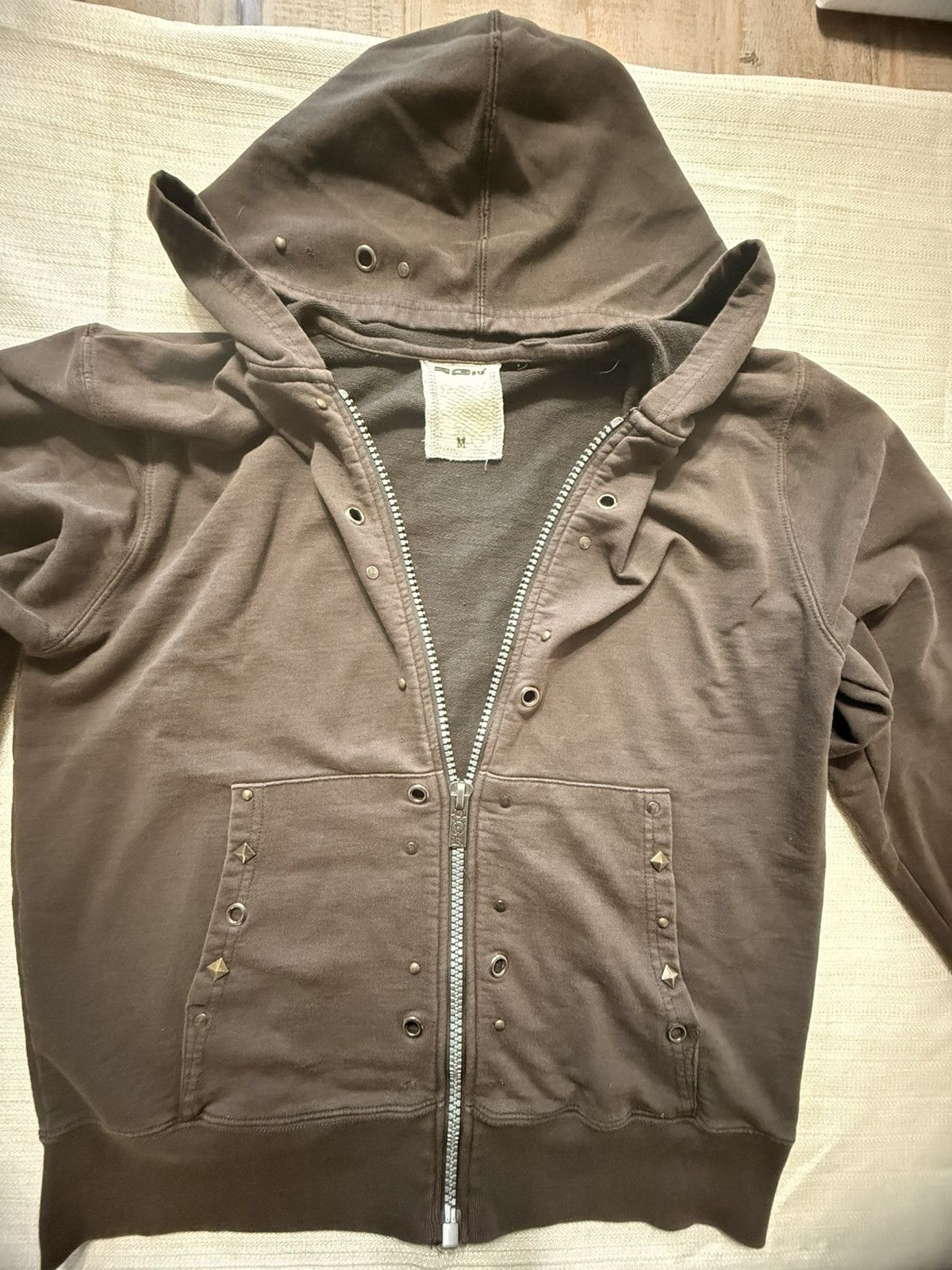Other RG512 Vintage Y2K Cyber Punk Metal Studded Zip Hoodie Anthra Size M / US 6-8 / IT 42-44 - 6 Thumbnail