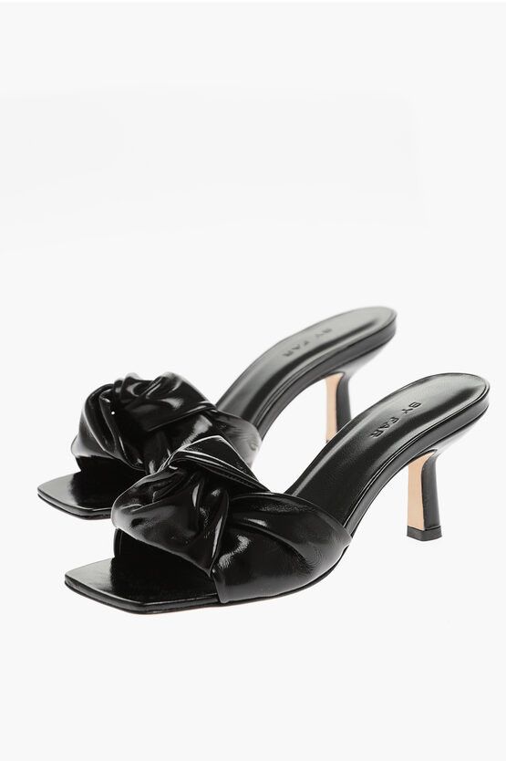 image of By Far Spool Heel Shoes Lana Patent Leather Mules 6Cm in Black, Women's (Size 7)