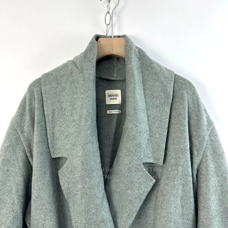 Other Hermes Lady's Grey Long Cashmere Overcoat Size XS / US 0-2 / IT 36-38 - 3 Thumbnail