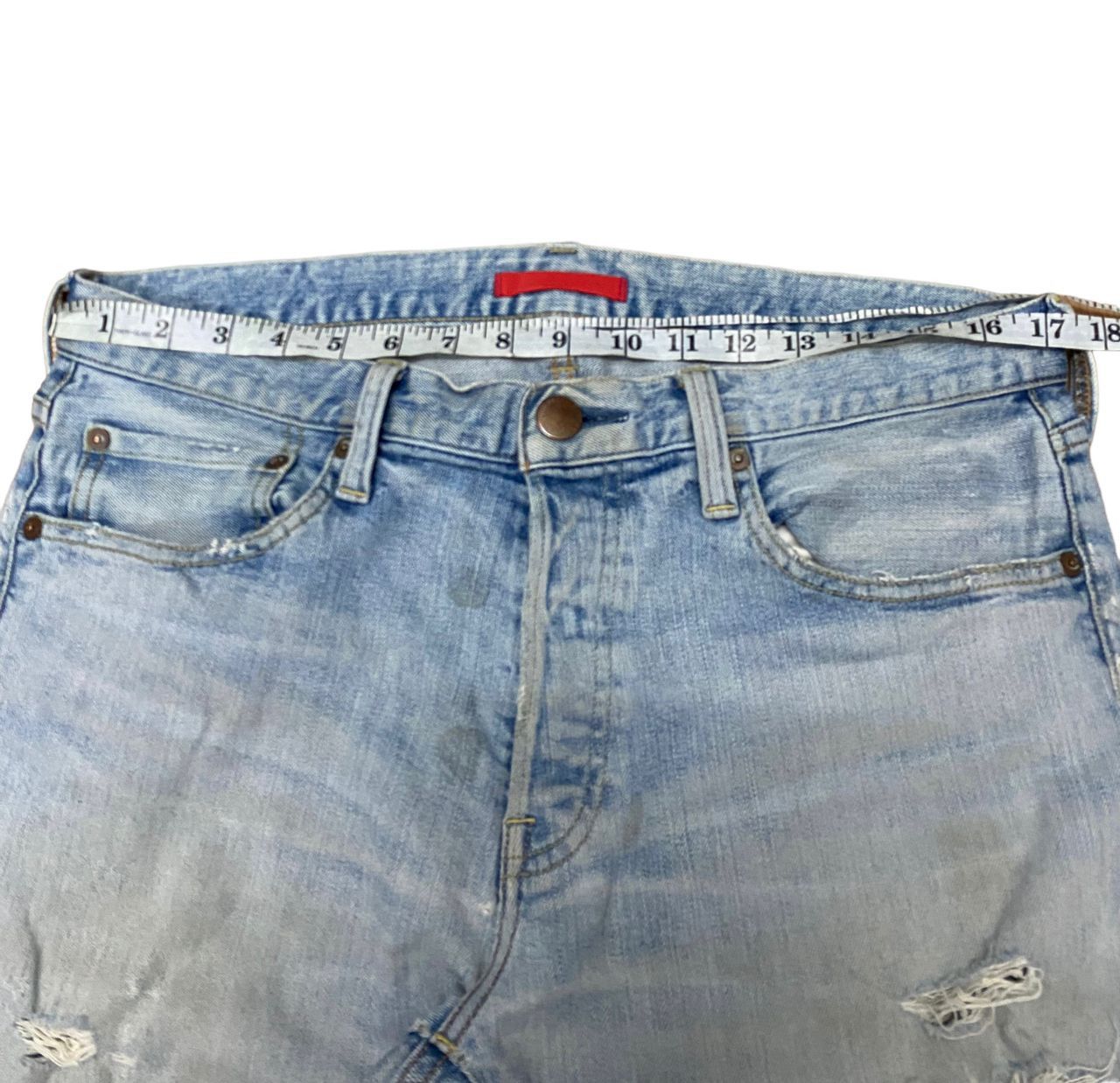 Japanese Brand 💥BEST OFFER 💥VINTAGE RED CARD WORK DISTRESSED DENIM Size US 34 / EU 50 - 7 Thumbnail