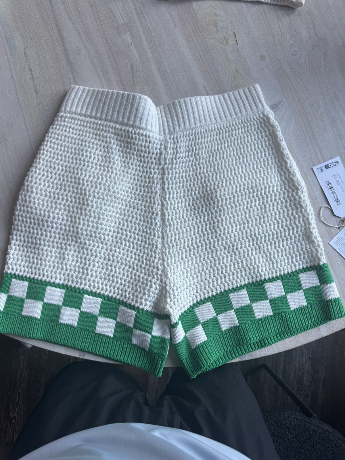 Casablanca Straight-Leg Logo-Appliquéd Checked Crochet Shorts Size US 30 / EU 46 - 3 Thumbnail