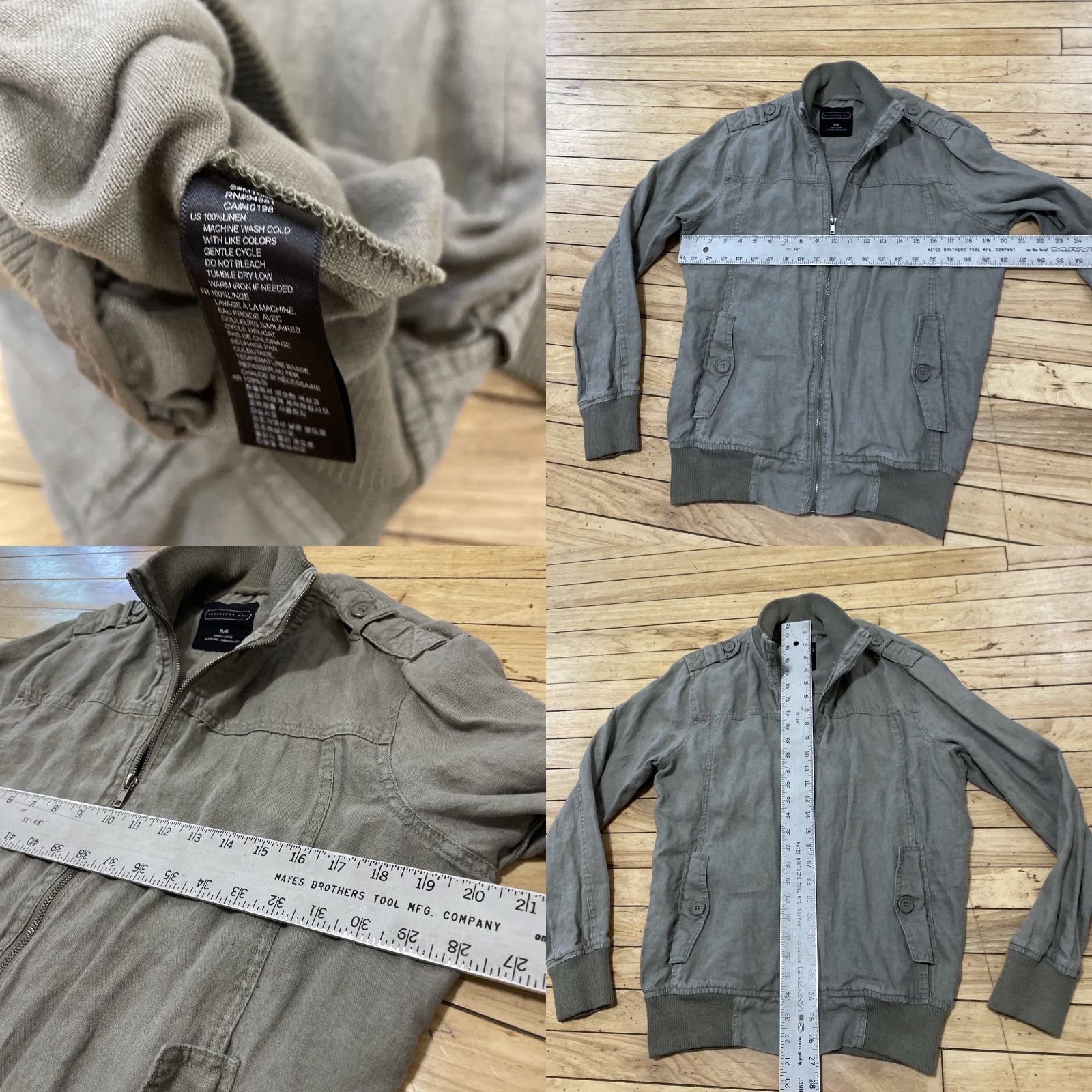 21 Men VINTAGE Flight 21MEN 100% Linen Bomber Jacket Men M Green Army Military Light Layer Shirt Size US M / EU 48-50 / 2 - 8 Thumbnail