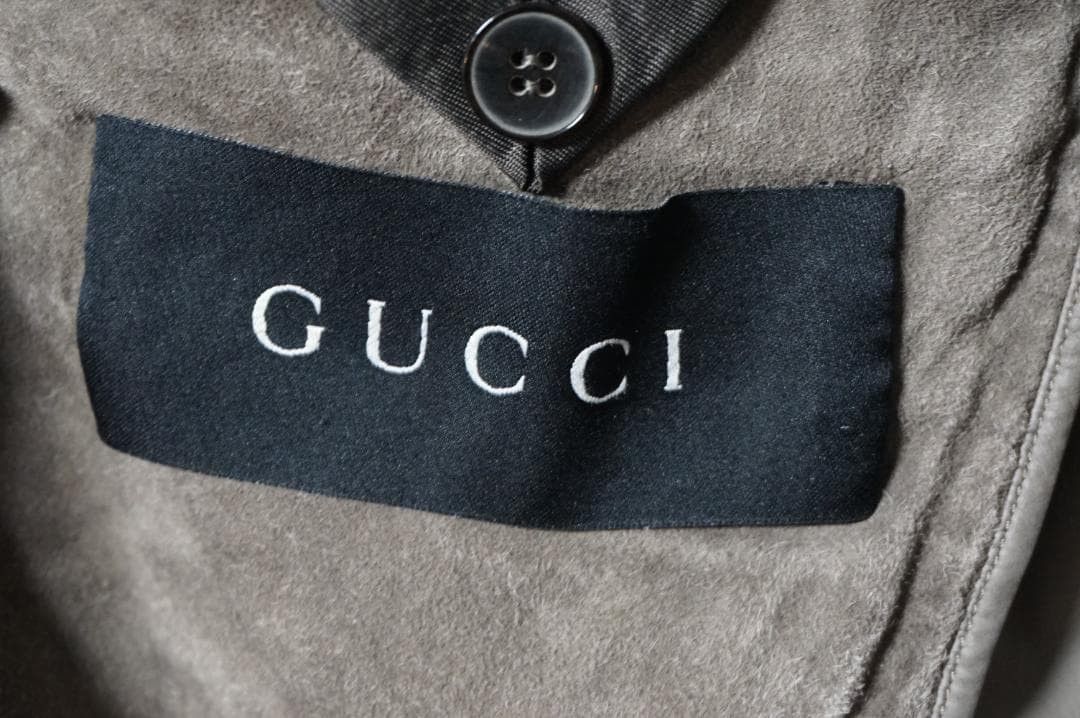 Gucci GUCCI Suede Leather Tailored Jacket Gray 44 Size US S / EU 44-46 / 1 - 4 Thumbnail