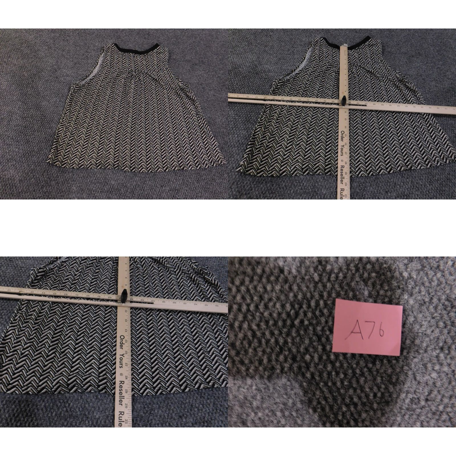 Loft VINTAGE LOFT Blouse Womens Medium Black White Chevron Sleeveless Henley Button Top Tank Size M / US 6-8 / IT 42-44 - 9 Thumbnail