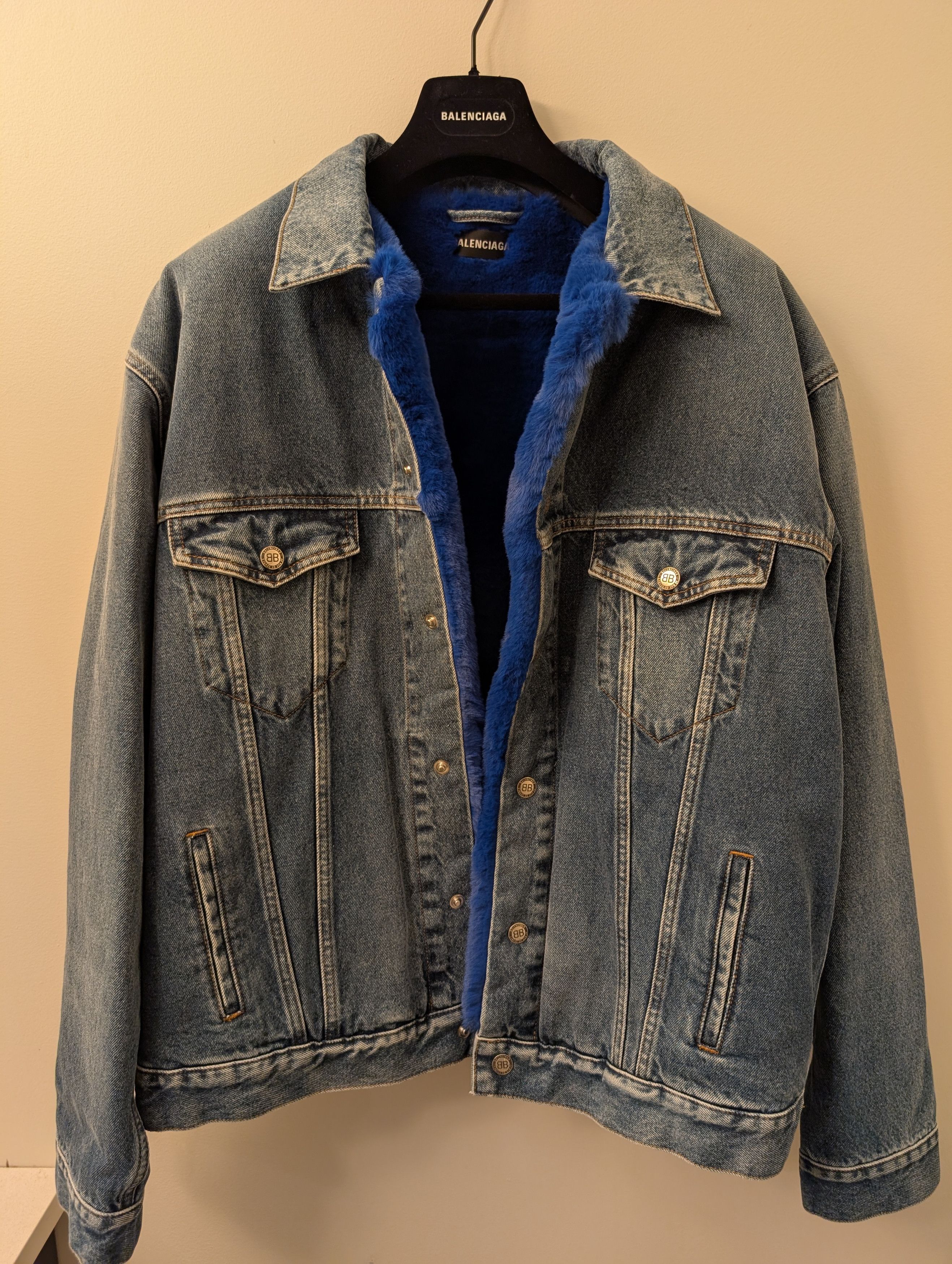 Balenciaga Fur Denim Jacket | Grailed