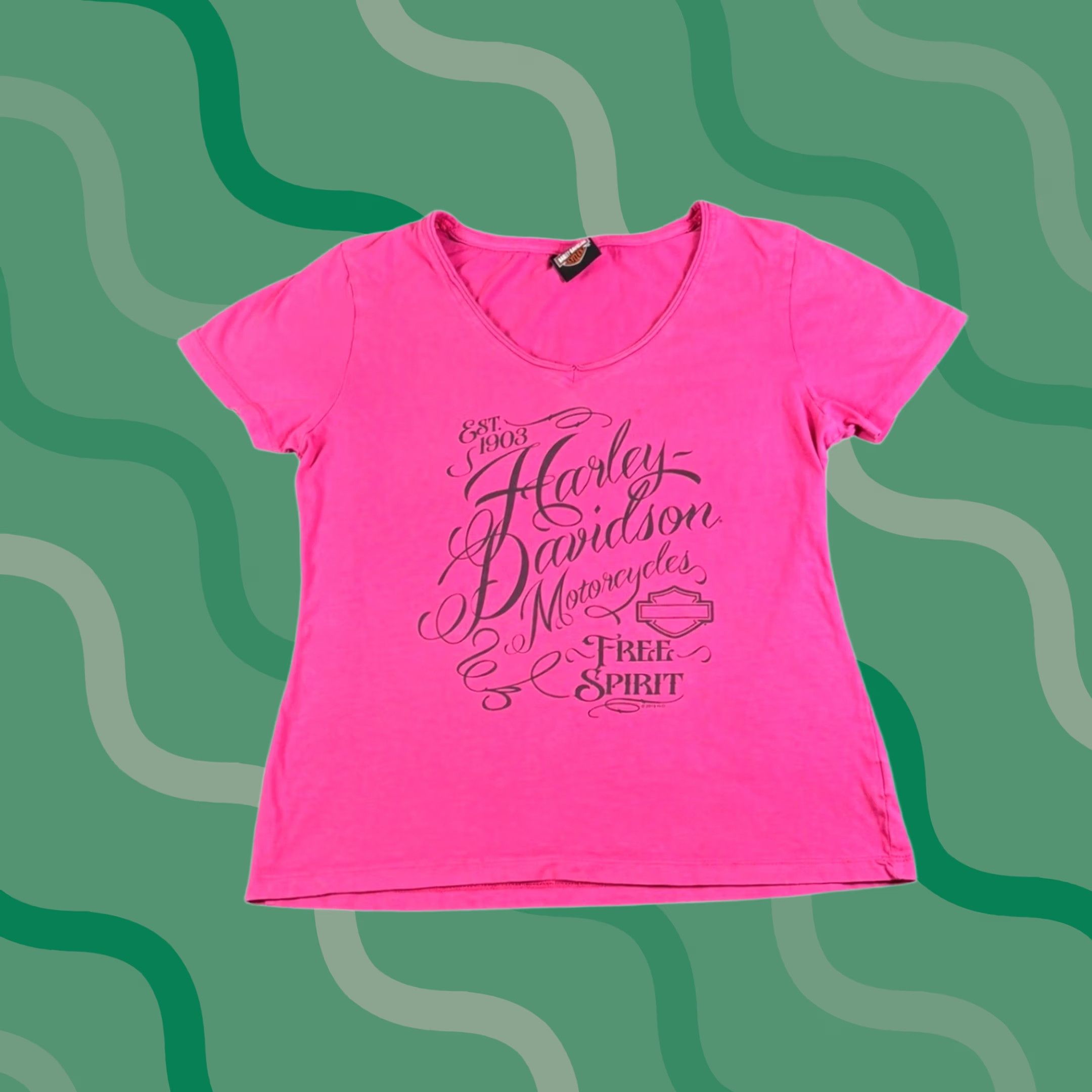 Harley Davidson Harley-Davidson Womens T-Shirt Pink V-Neck Short Sleeve Outlaw Graphic 2019 M Size M / US 6-8 / IT 42-44 - 1 Thumbnail