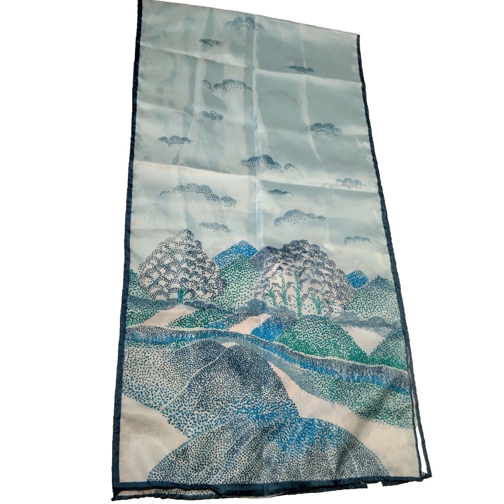 Vintage VINTAGE BAAR & Beards Scarf Rectangle Scarf Unisex 52.25" x 13" Blue Nature Landscape Hillside Sky Japan to READ Size ONE SIZE - 2 Thumbnail