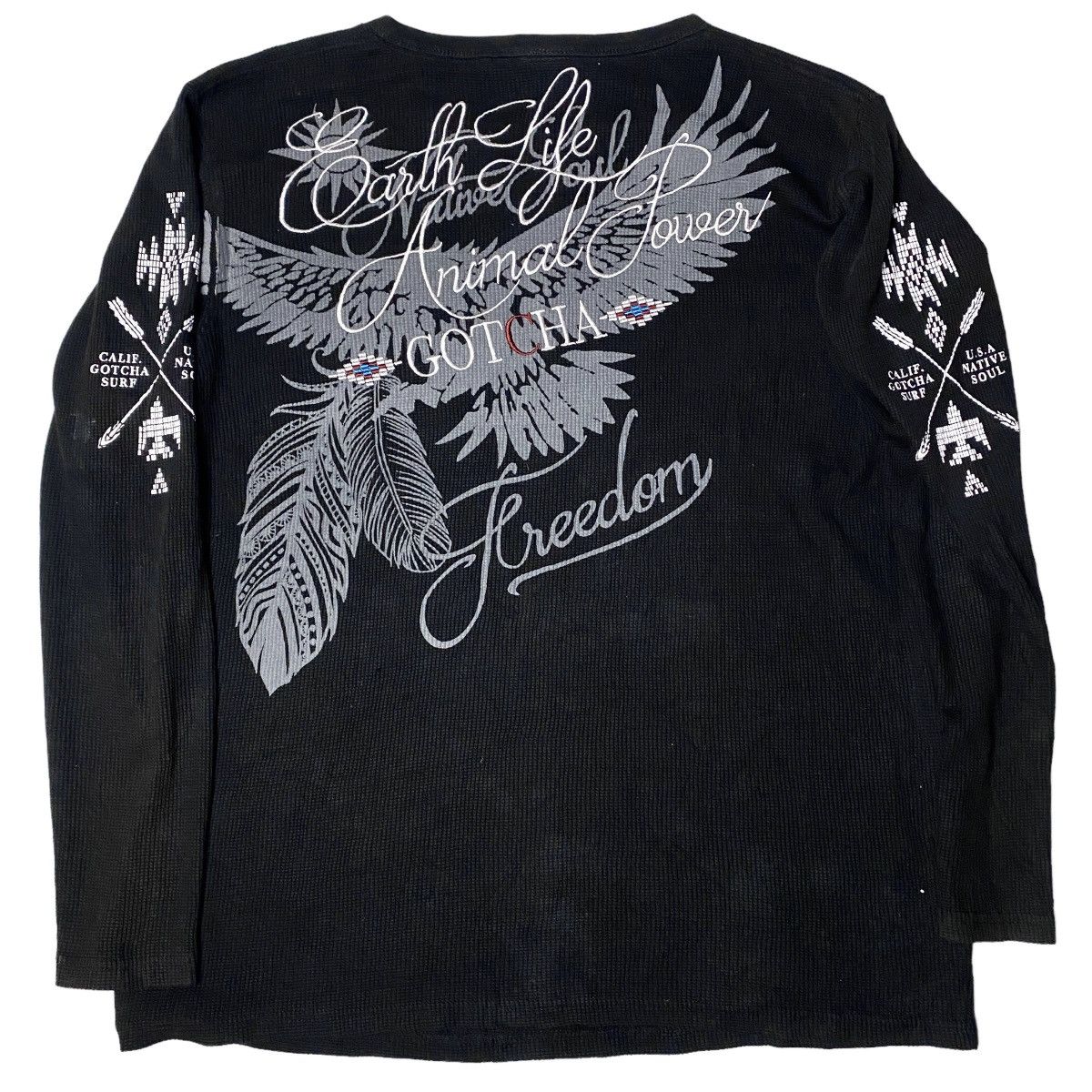 If Six Was Nine 2000's Gotcha Poem Ethnic Thermal Longsleeve Size US XL / EU 56 / 4 - 1 Thumbnail