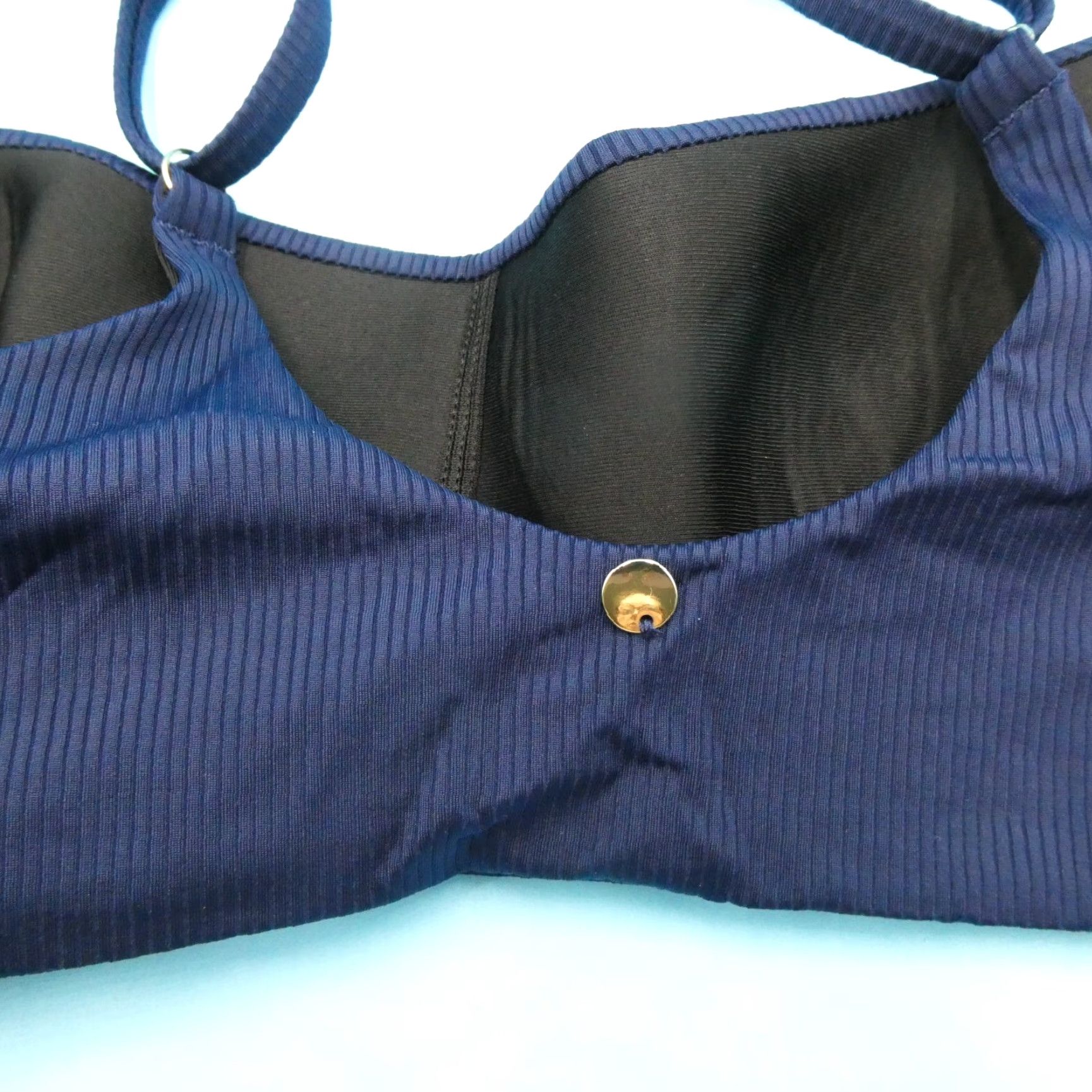 Victoria's Secret Bikini Top Blue M Padded Spaghetti Strap Square Neck Quick Dry Beach Women's Top