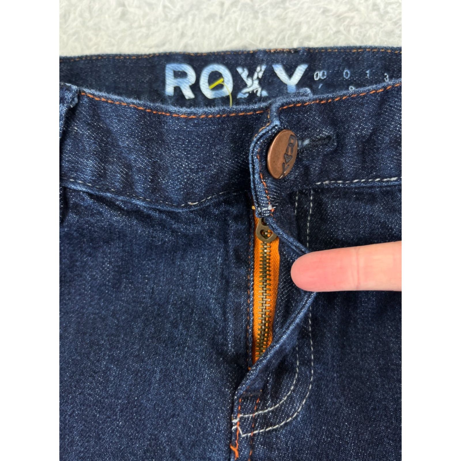 Vintage Roxy Jeans Womens 13 Denim Blue 31x31 Flared Stretch Dark Cotton Beach 5-Pocket Logo Regular Size 34" / US 12 / IT 48 - 5 Thumbnail