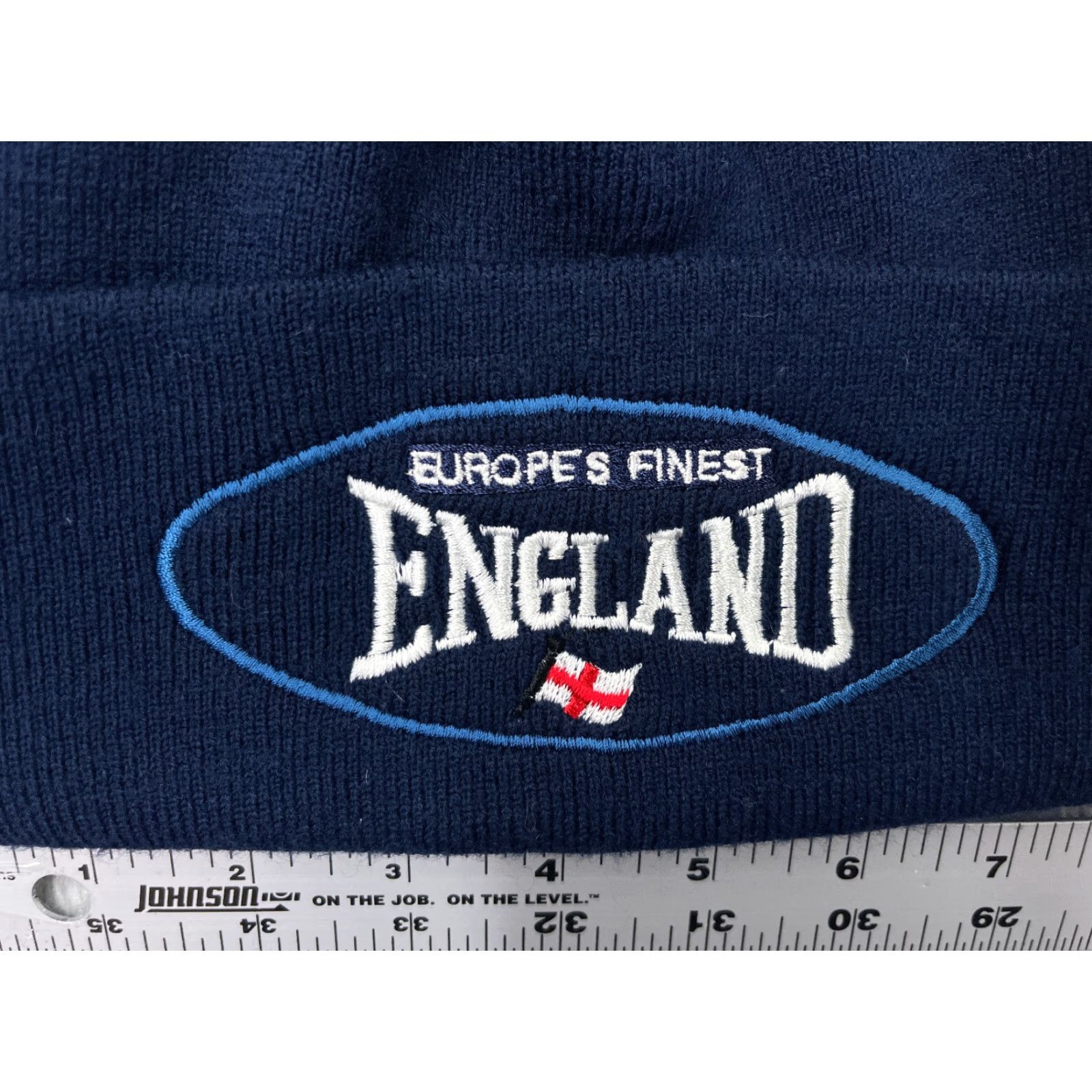 Vintage VINTAGE Europes Finest England Beanie Toque Adult One Size Blue Knit Embroidered Acrylic Size ONE SIZE - 2 Thumbnail